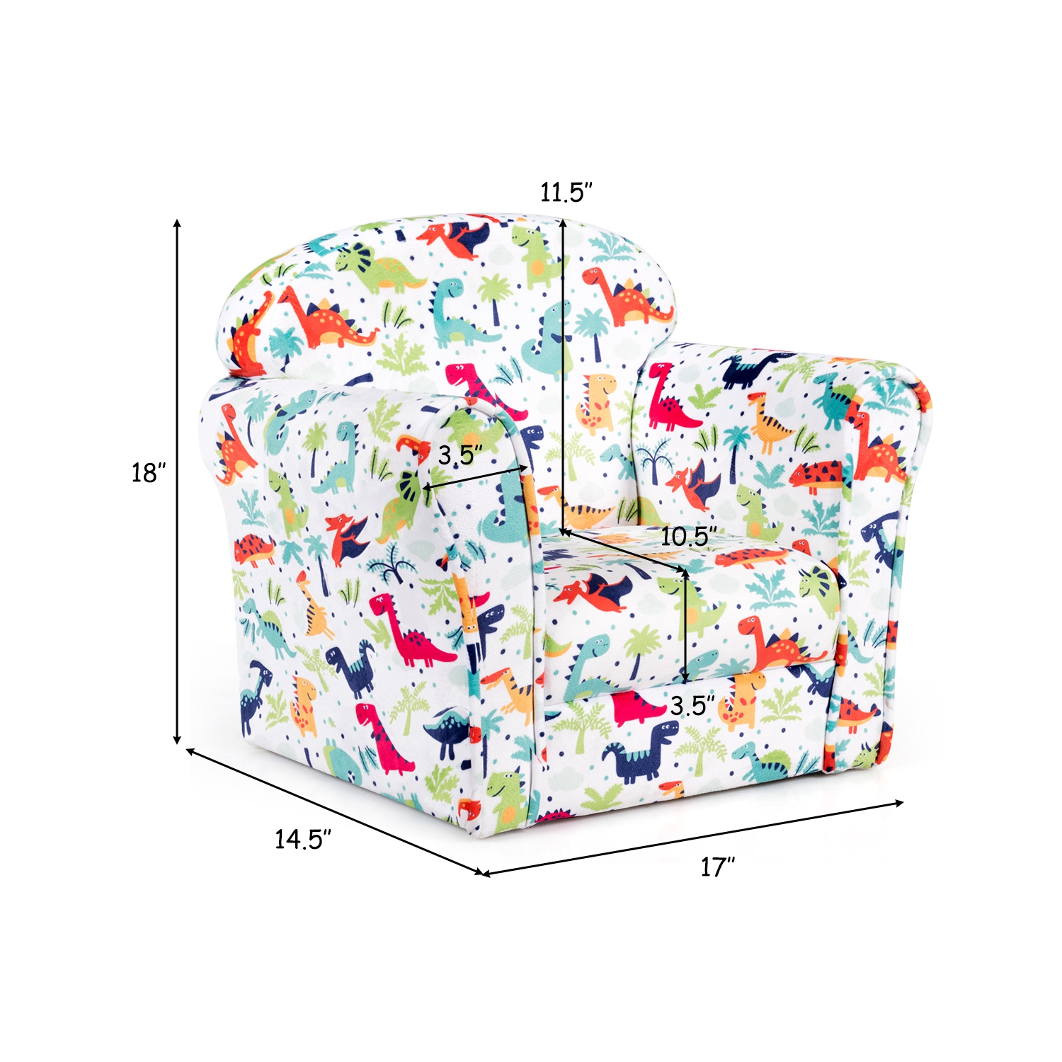 Topbuy Single Sofa Children Armrest Chair Dinosaur Pattern Kids Seat Lovely Gift