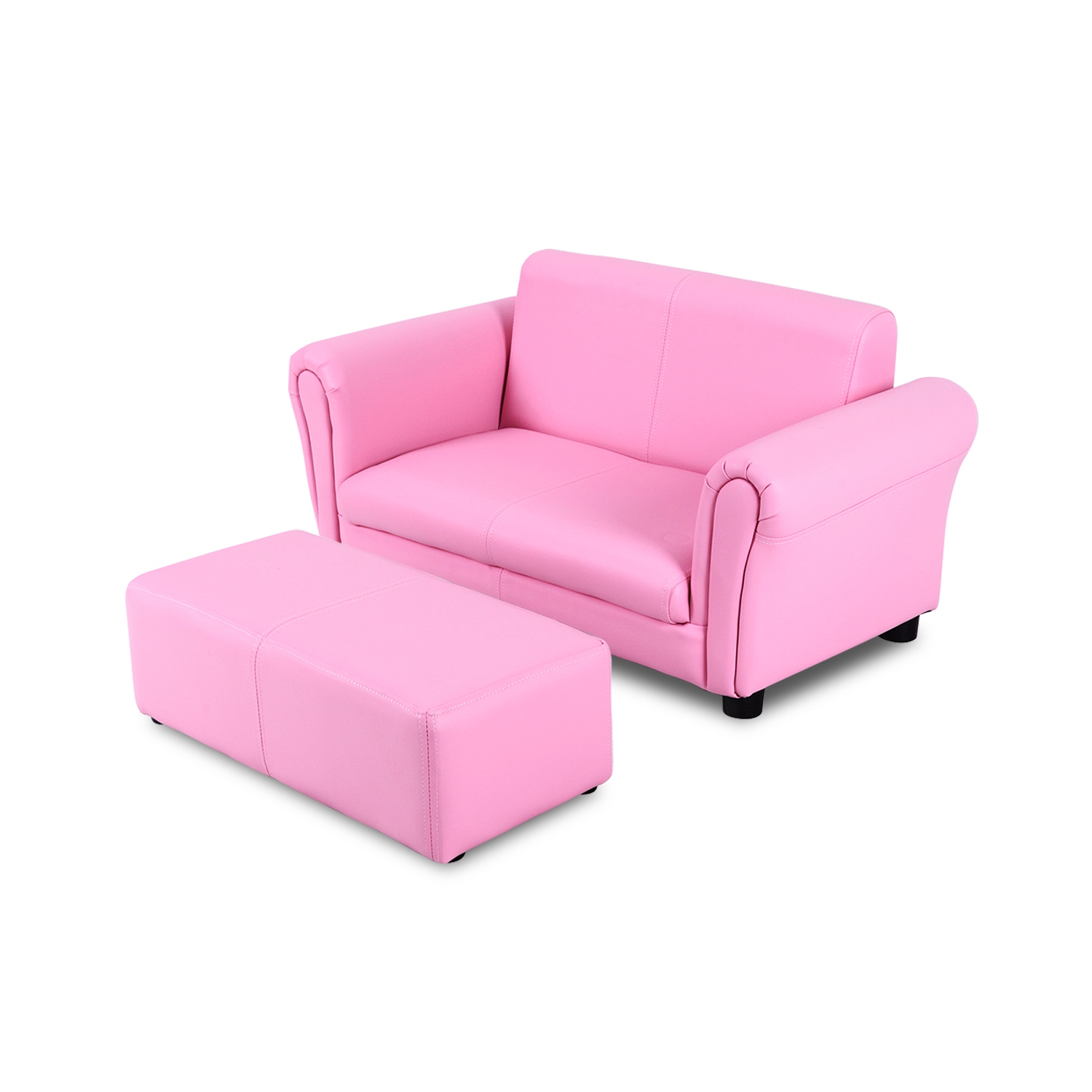 Topbuy Kids Sofa Upholstered Lounge Children Couch Ottoman w/ Armrest