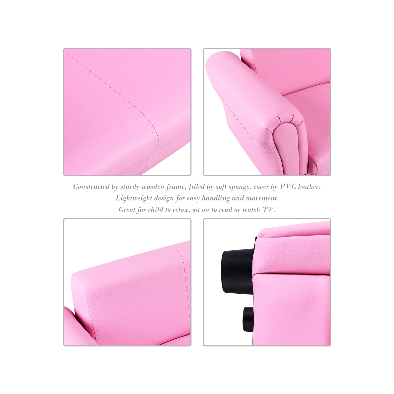 Topbuy Kids Sofa Upholstered Lounge Children Couch Ottoman w/ Armrest