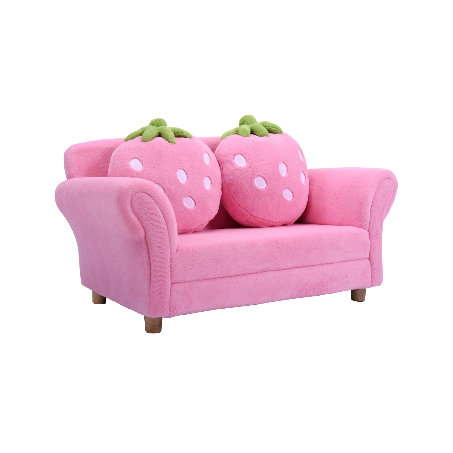 Topbuy Kids Sofa Cute Pink Sofa Strawbwrry Sponge Filler Upholstered Lounge w/ Armrest