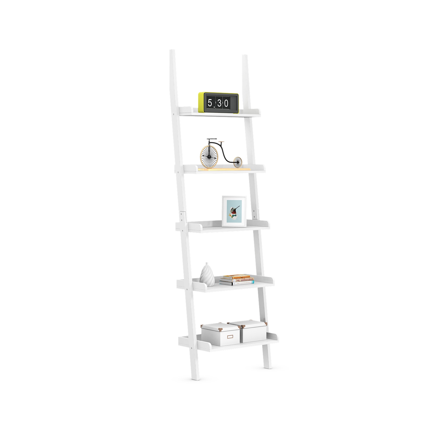 Topbuy 5 Layers Display Shelves Bookcase Shelving Unit Storage Wall Stand White