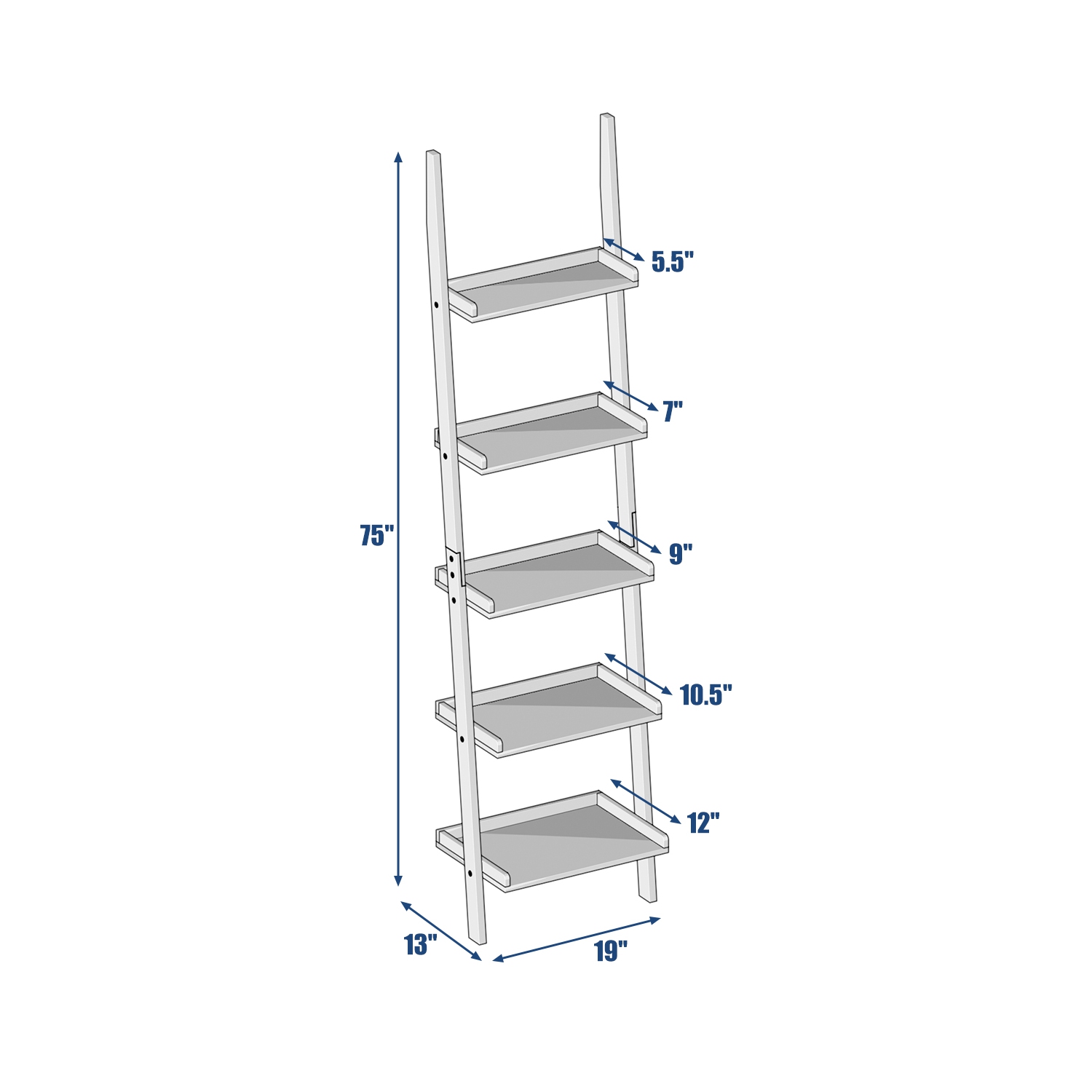 Topbuy 5 Layers Display Shelves Bookcase Shelving Unit Storage Wall Stand White