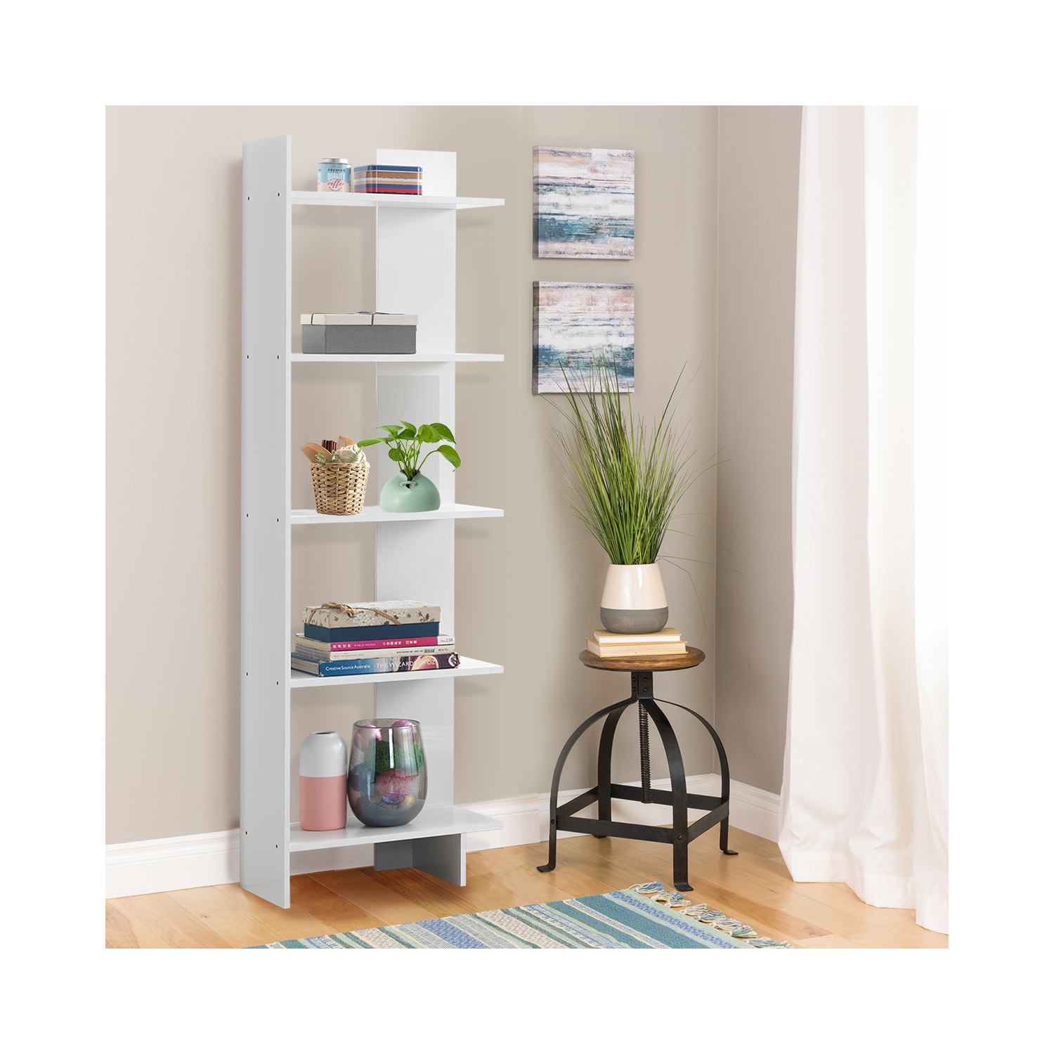 Topbuy 5-Tier Modern Bookcase Standing Storage Shelf Room Divider Display Rack