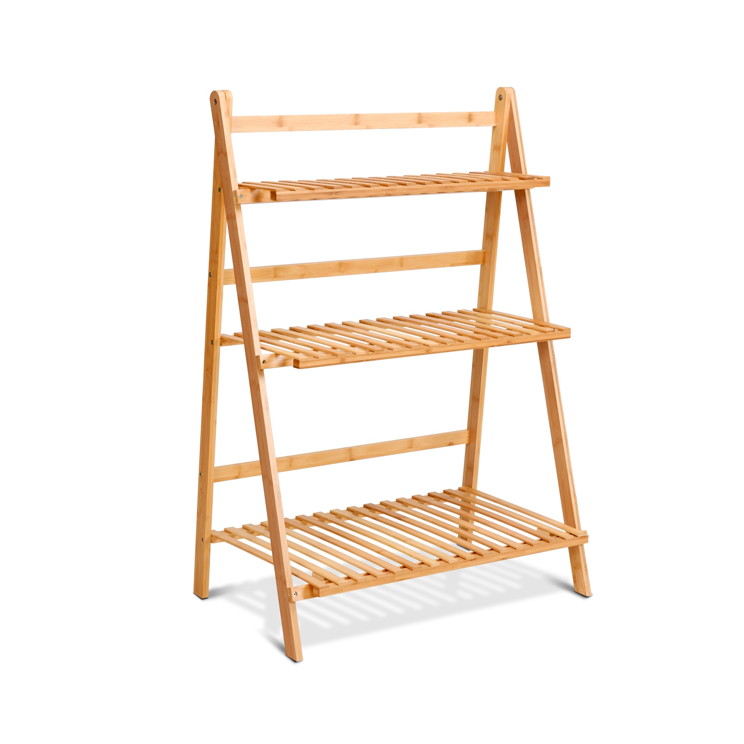 Topbuy 3 Tier Bamboo Hanging Folding Plant Shelf Stand Flower Pot ...