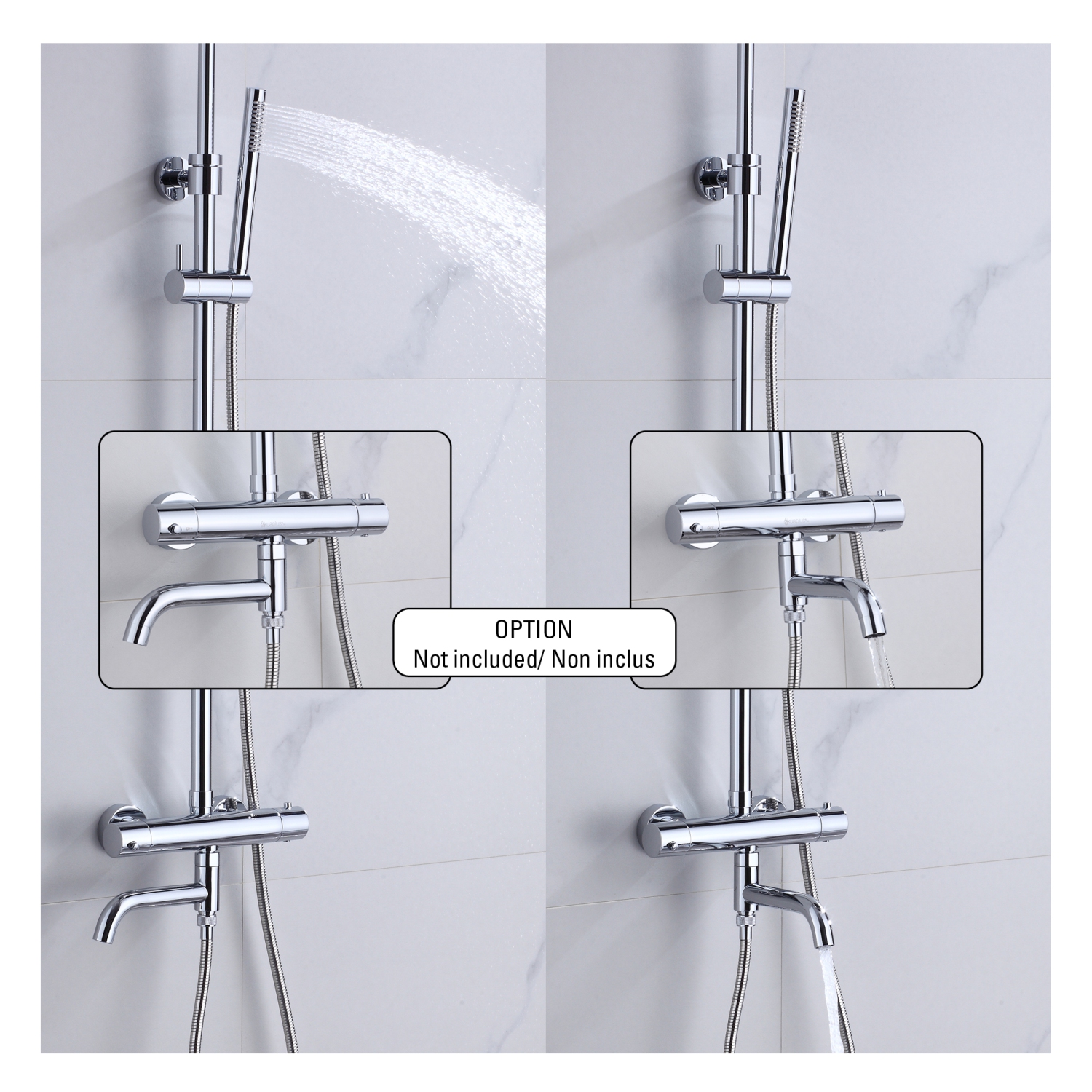 Akuaplus® Elite 3 Shower Faucet with Sliding Rail - chrome