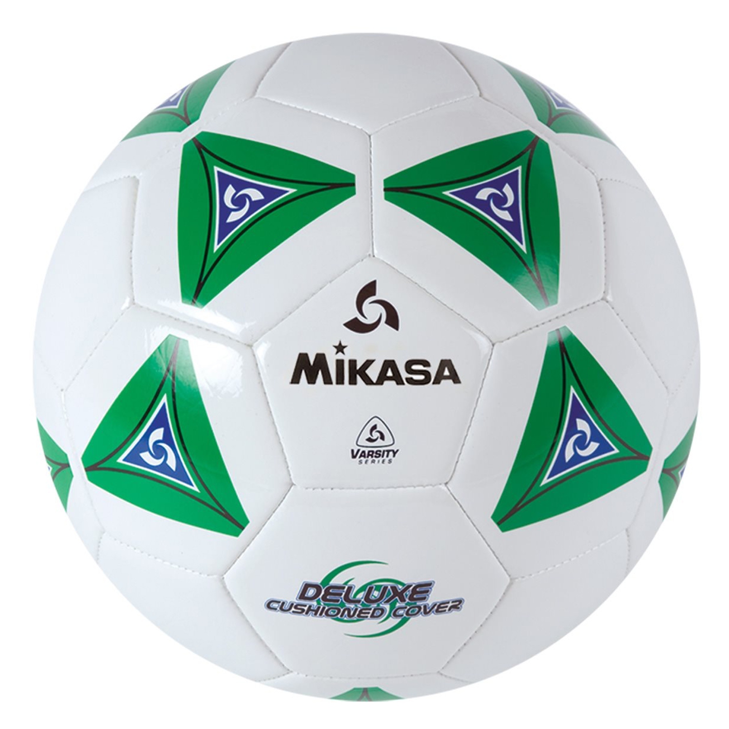 Mikasa SERIOUS Leather Soccer Ball - Deluxe Cushioned Cover Ball, Green and White Size 4