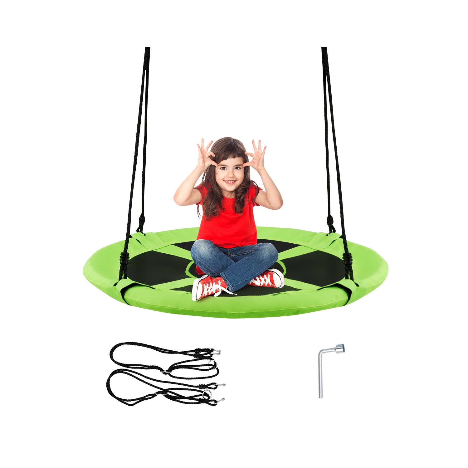 Topbuy 40" Kids' Saucer Tree Swing Seat Indoor Outdoor Play Set Grren/ Blue