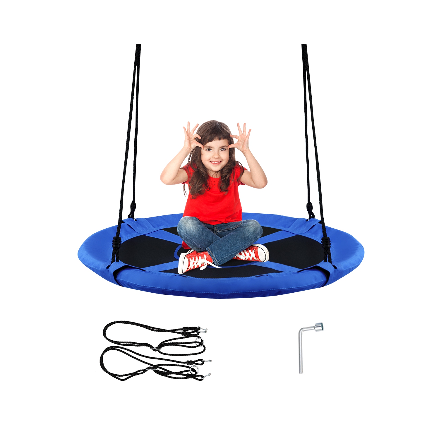 Topbuy 40" Kids' Saucer Tree Swing Seat Indoor Outdoor Play Set Grren/ Blue