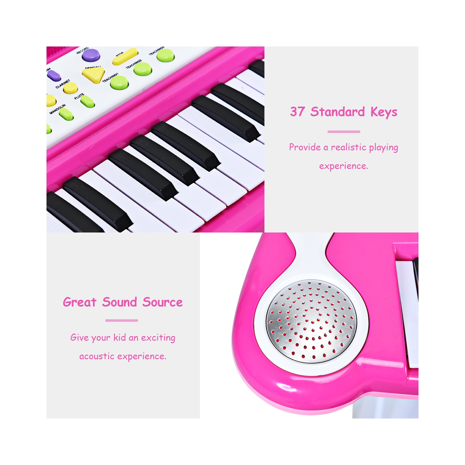 Le piano électronique à 37 touches pour enfants de TopBuy avec microphone et tabouret
