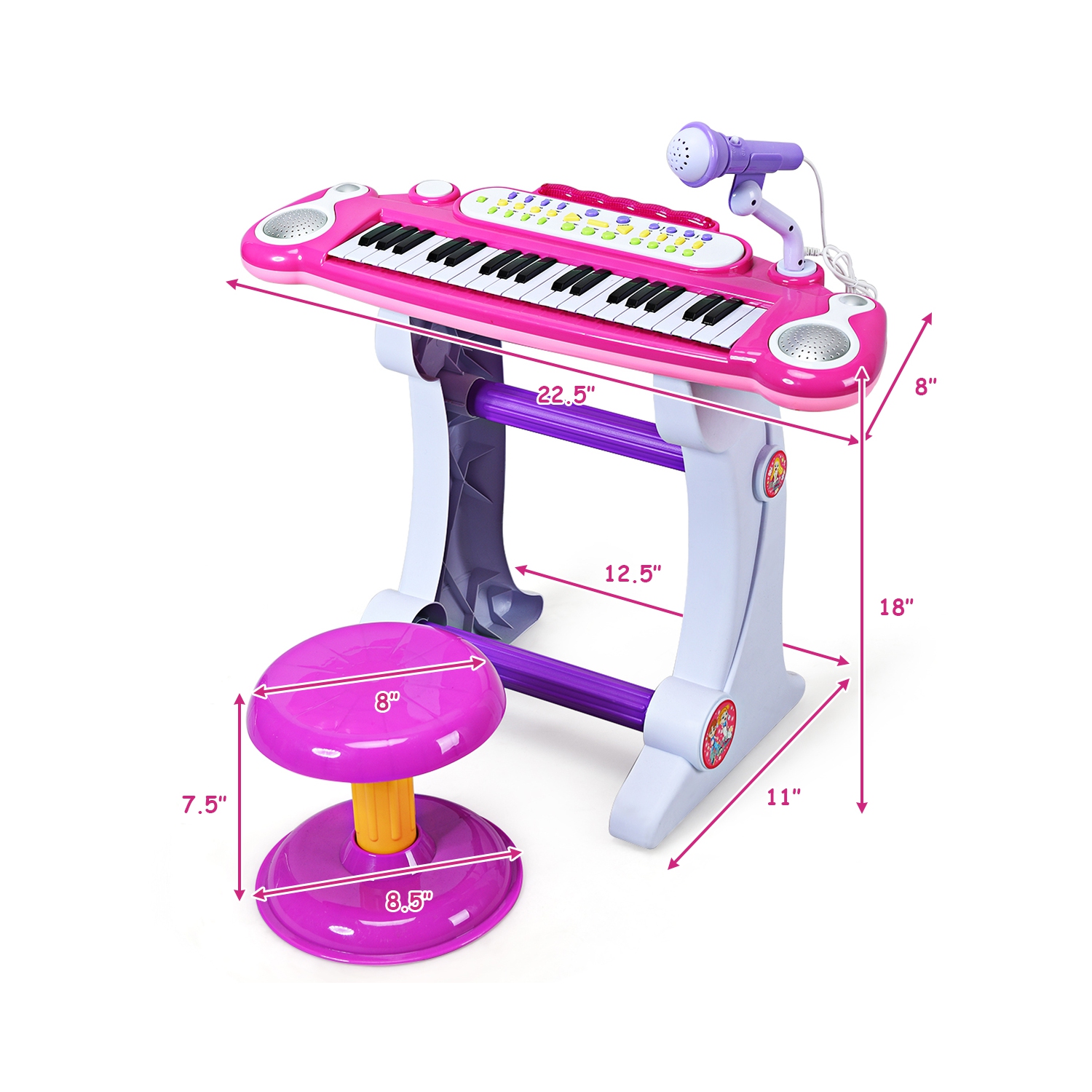 Le piano électronique à 37 touches pour enfants de TopBuy avec microphone et tabouret