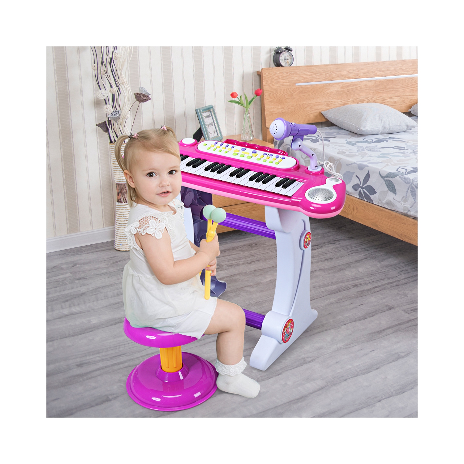 Le piano électronique à 37 touches pour enfants de TopBuy avec microphone et tabouret