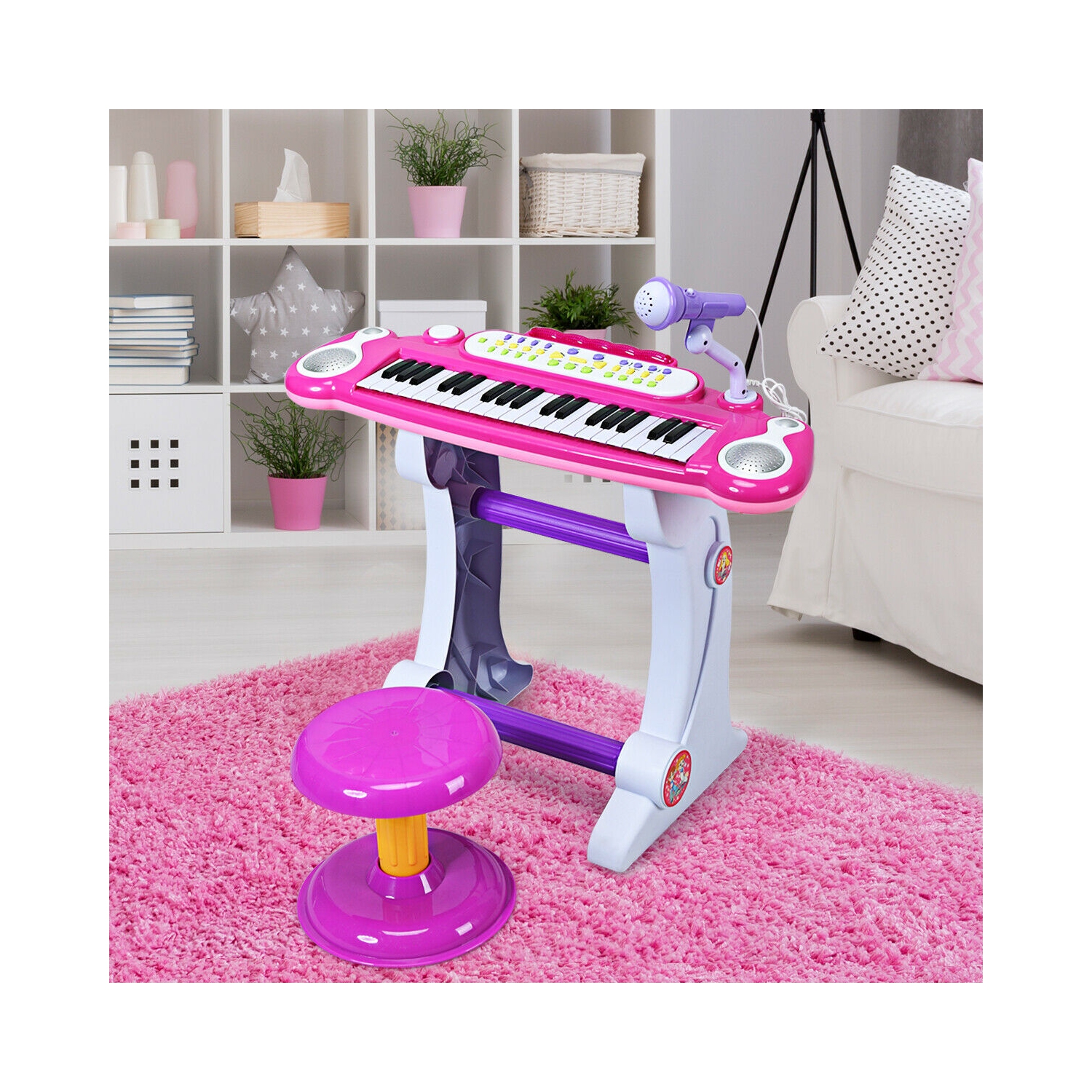 Le piano électronique à 37 touches pour enfants de TopBuy avec microphone et tabouret