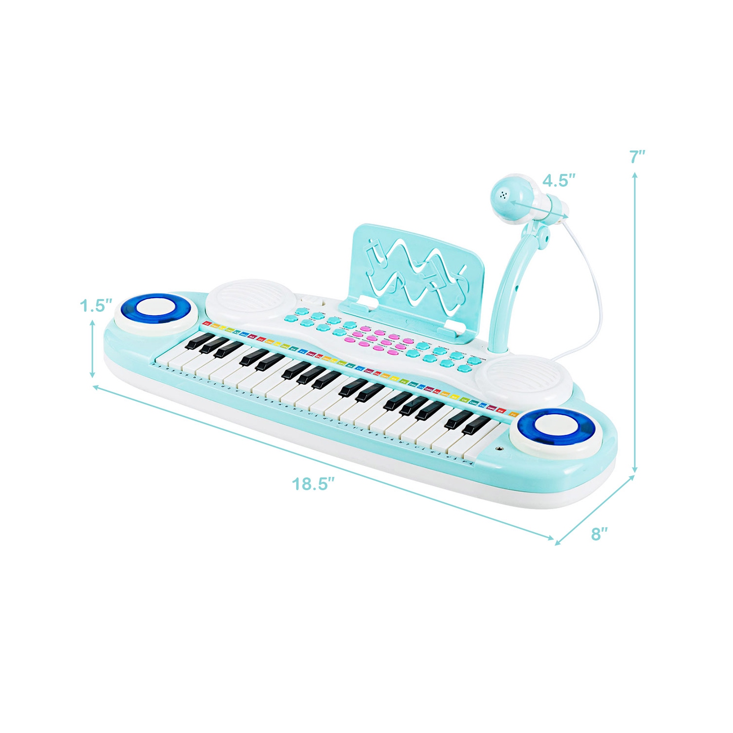 TopBuy – clavier piano électronique pour enfants avec microphone, 37 touches, instruments de musique