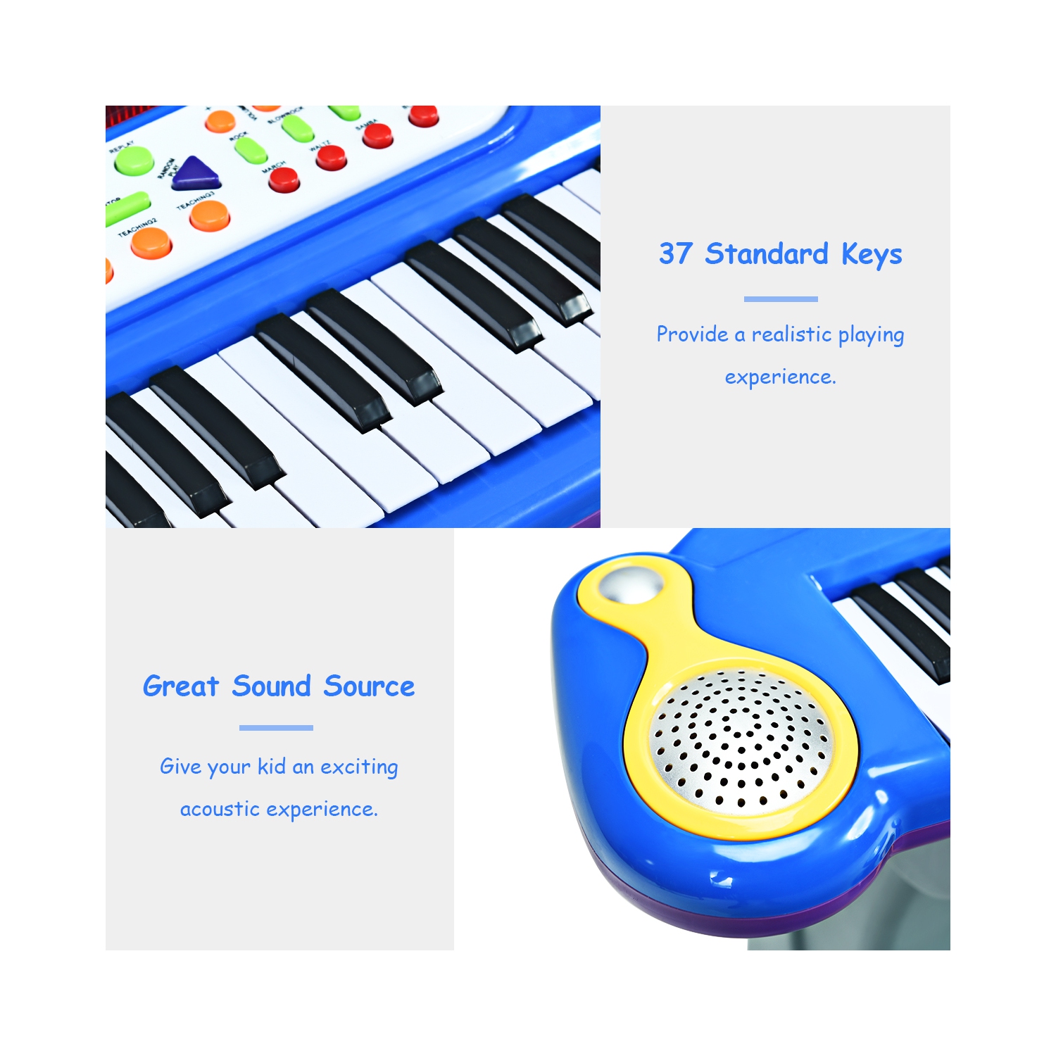 Le piano électronique à 37 touches pour enfants de TopBuy avec microphone et tabouret