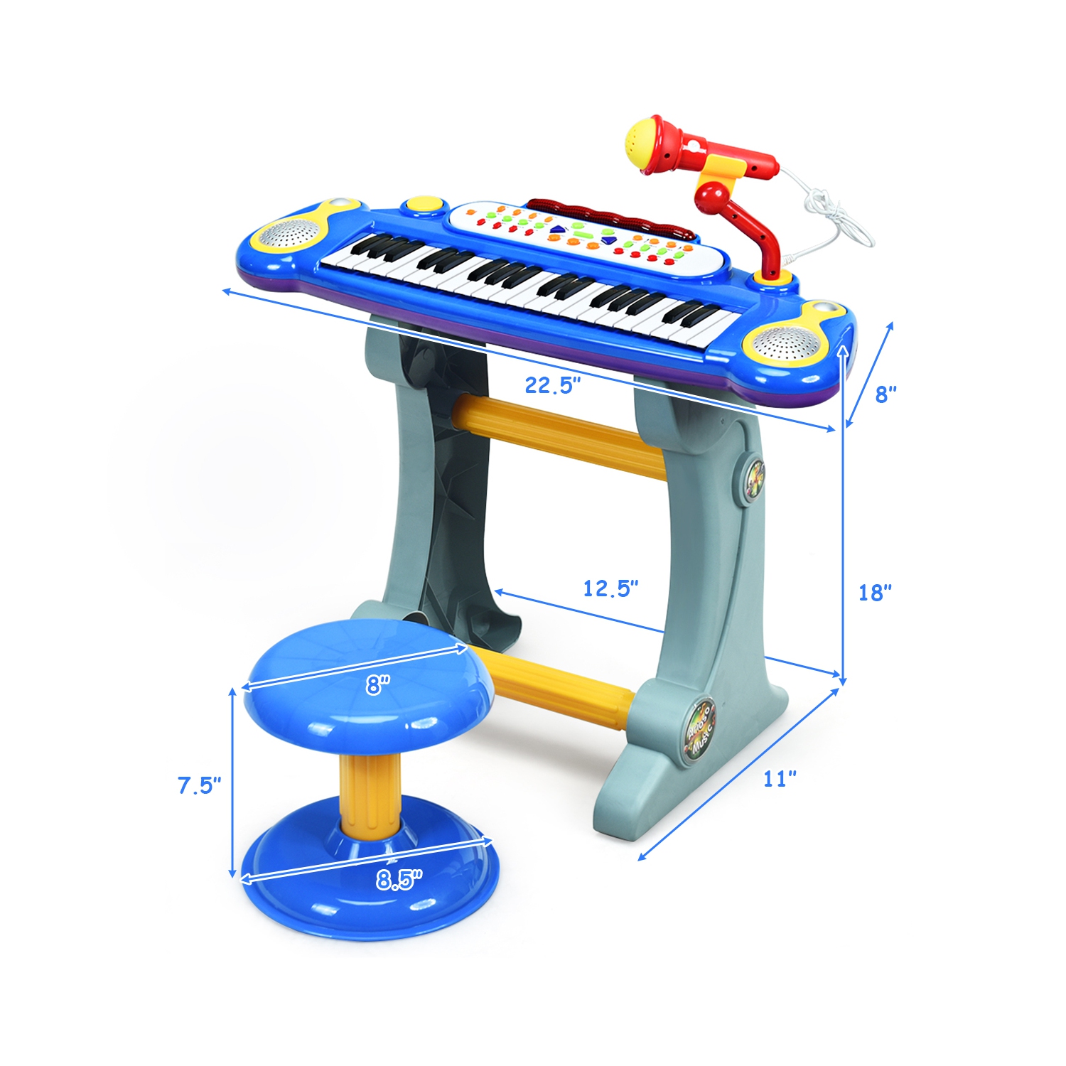 Le piano électronique à 37 touches pour enfants de TopBuy avec microphone et tabouret