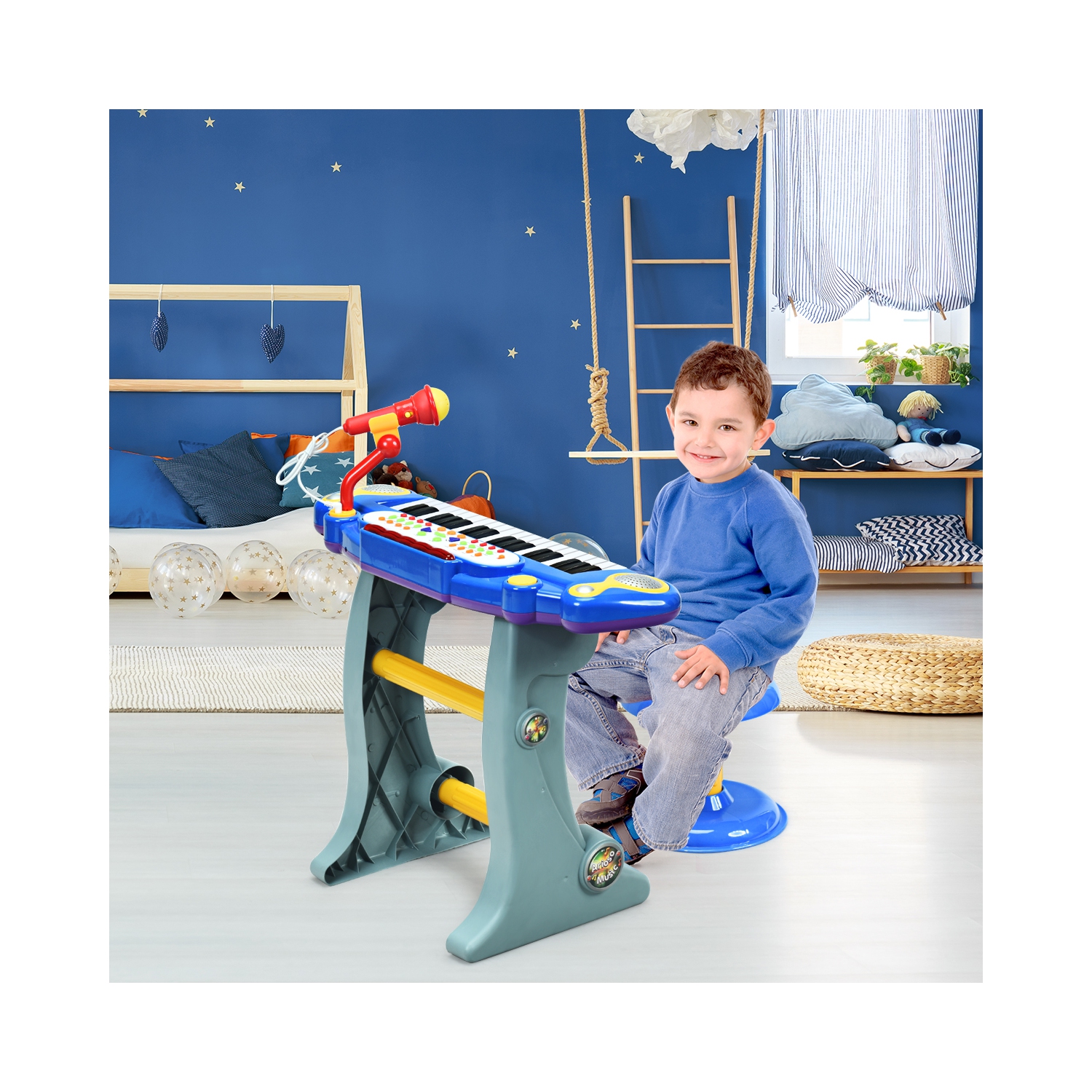 Le piano électronique à 37 touches pour enfants de TopBuy avec microphone et tabouret