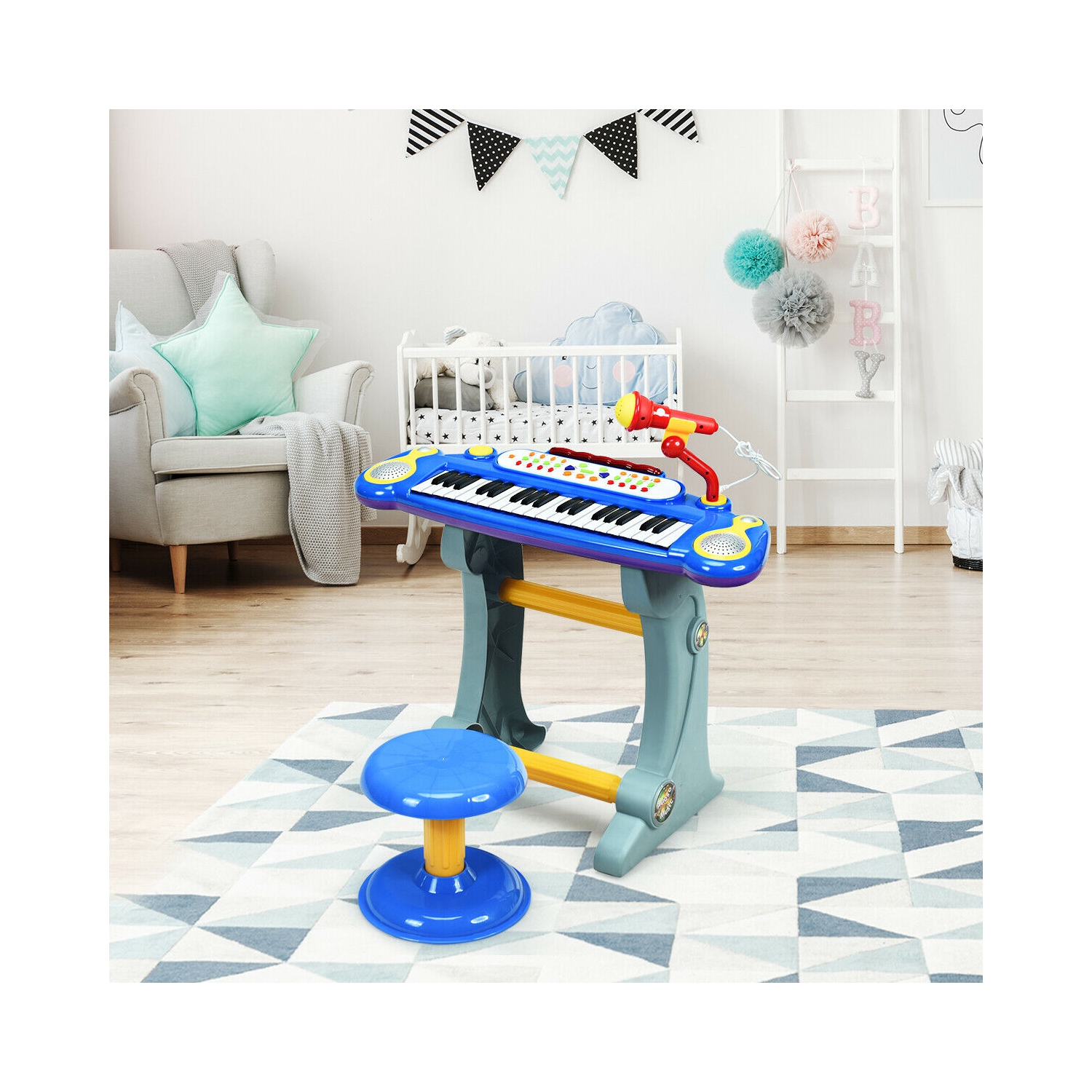 Le piano électronique à 37 touches pour enfants de TopBuy avec microphone et tabouret