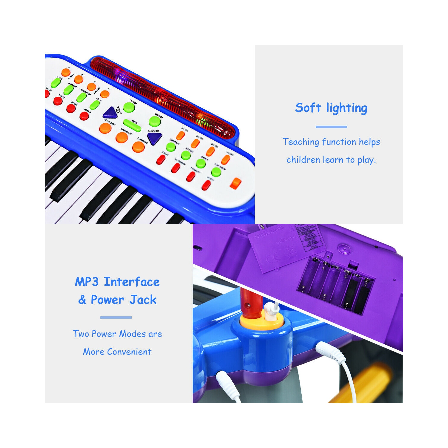 Le piano électronique à 37 touches pour enfants de TopBuy avec microphone et tabouret