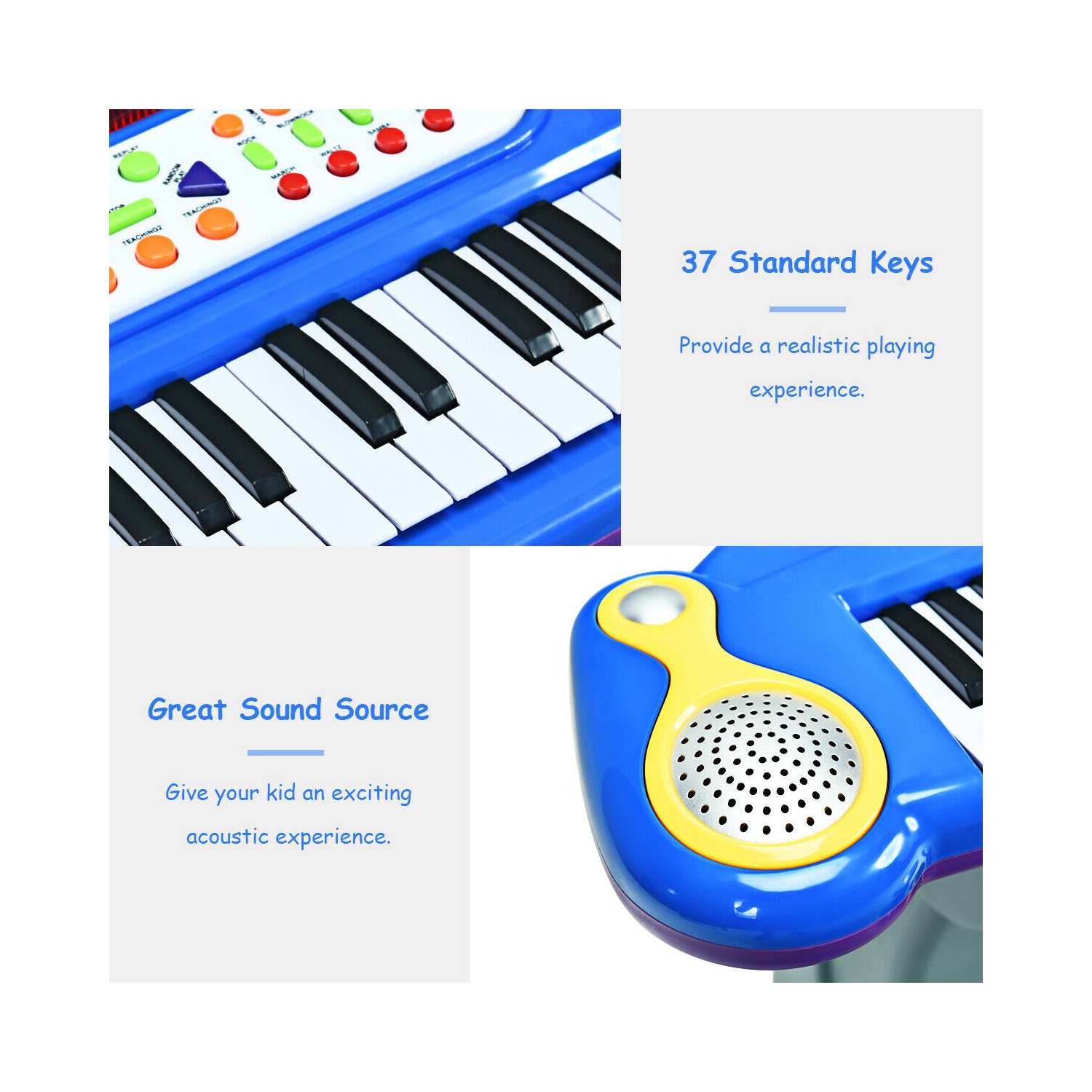 Le piano électronique à 37 touches pour enfants de TopBuy avec microphone et tabouret