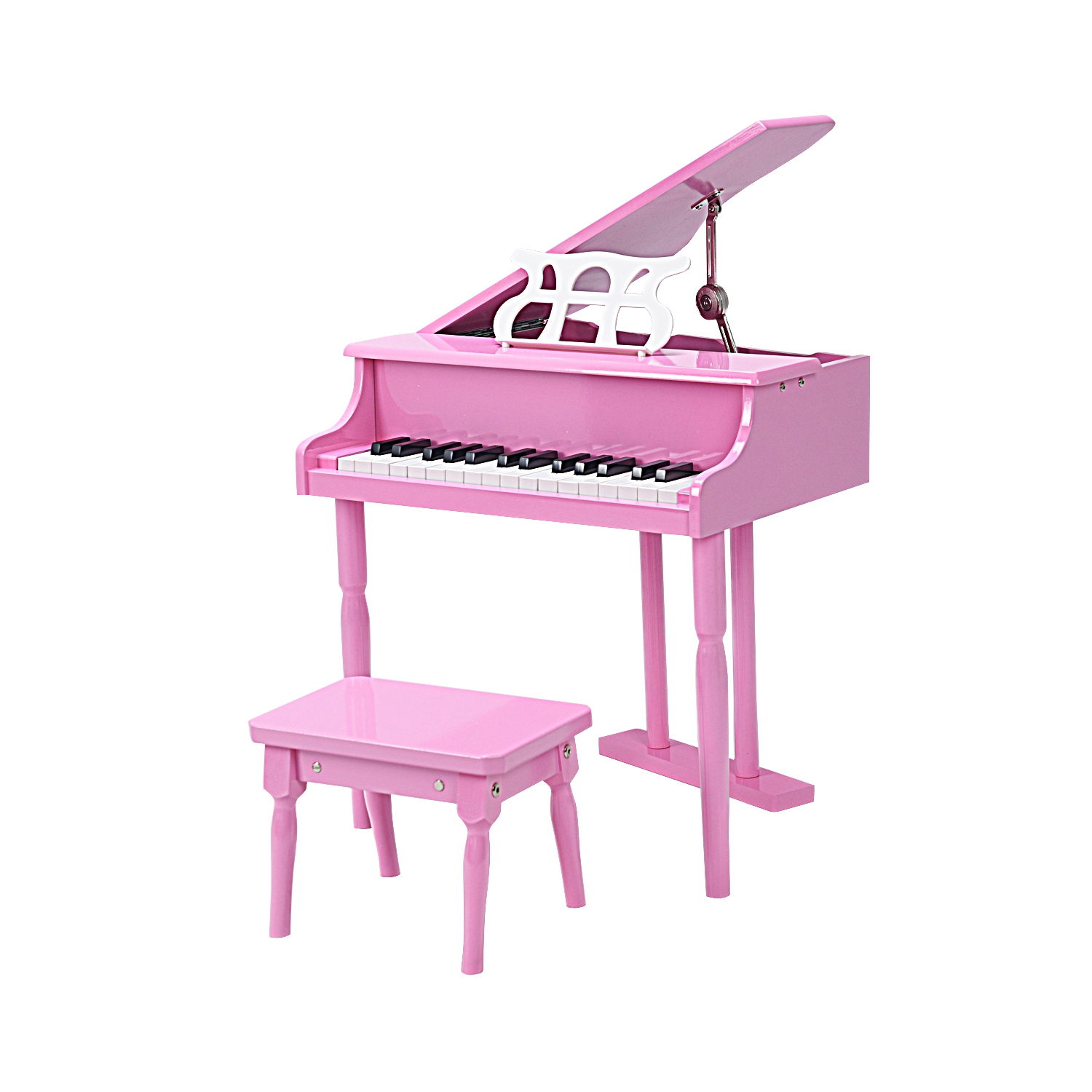 Mini instrument de musique à 30 touches Grand Piano pour tout-petits avec banc en bois noir/rose