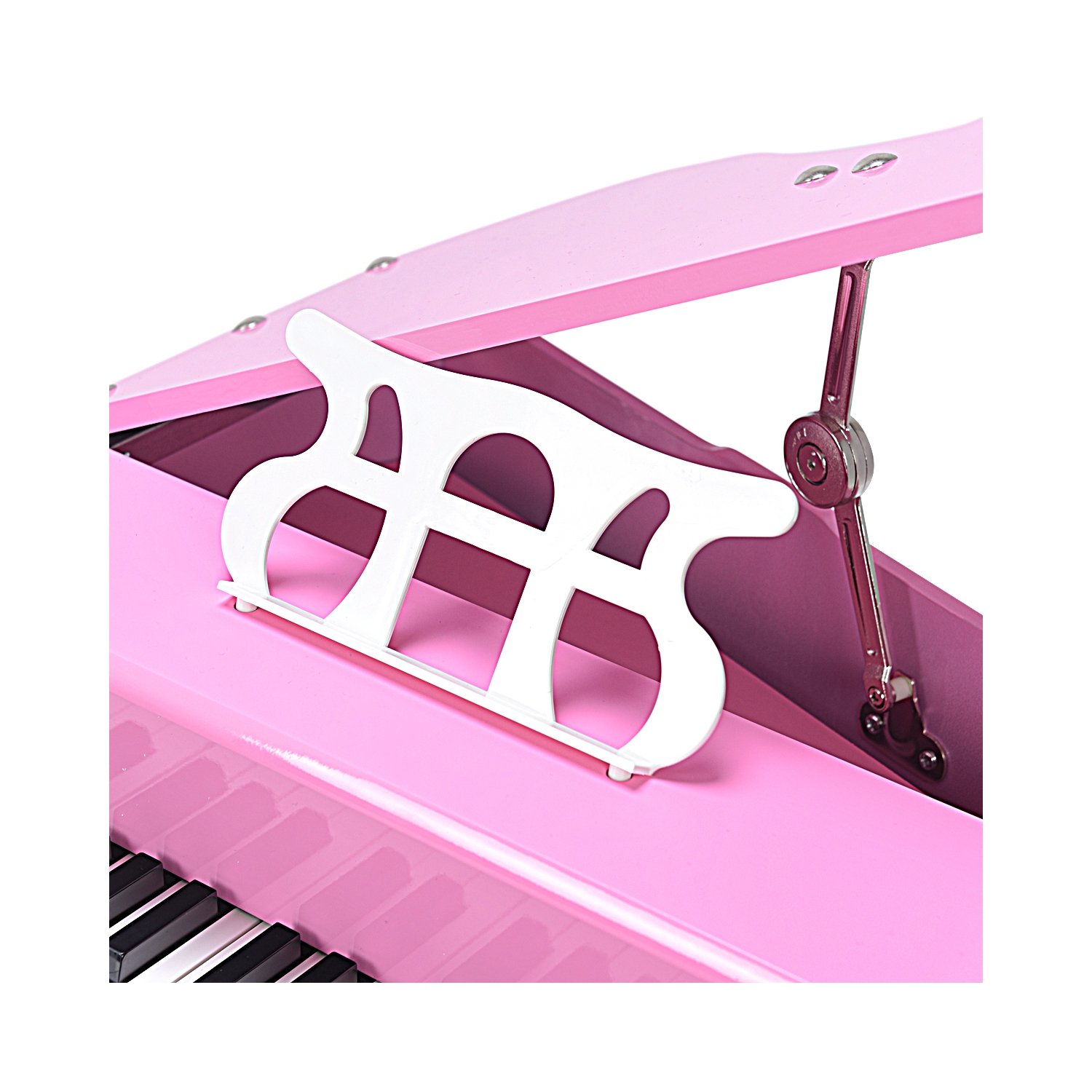 Mini instrument de musique à 30 touches Grand Piano pour tout-petits avec banc en bois noir/rose