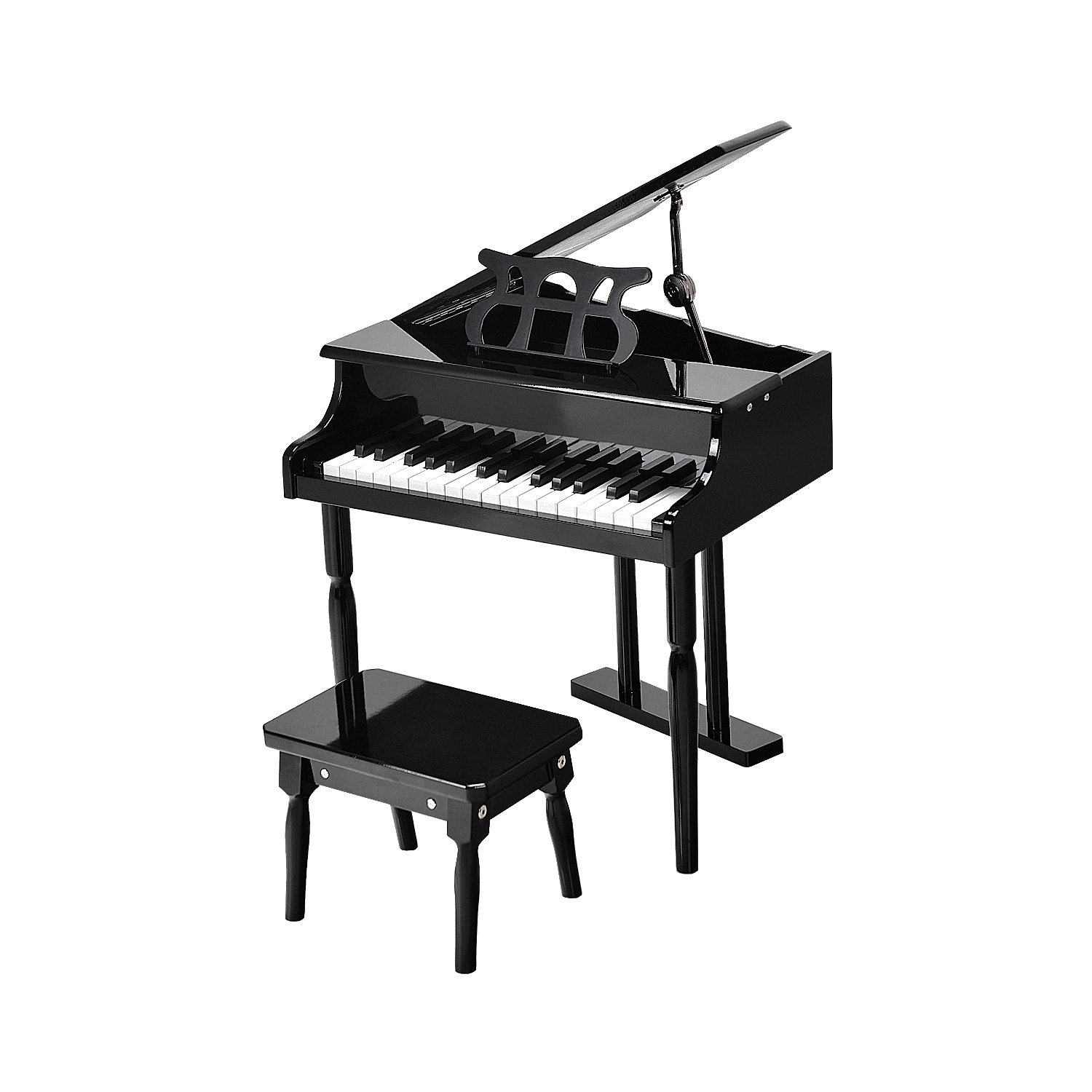 Mini instrument de musique à 30 touches Grand Piano pour tout-petits avec banc en bois noir/rose