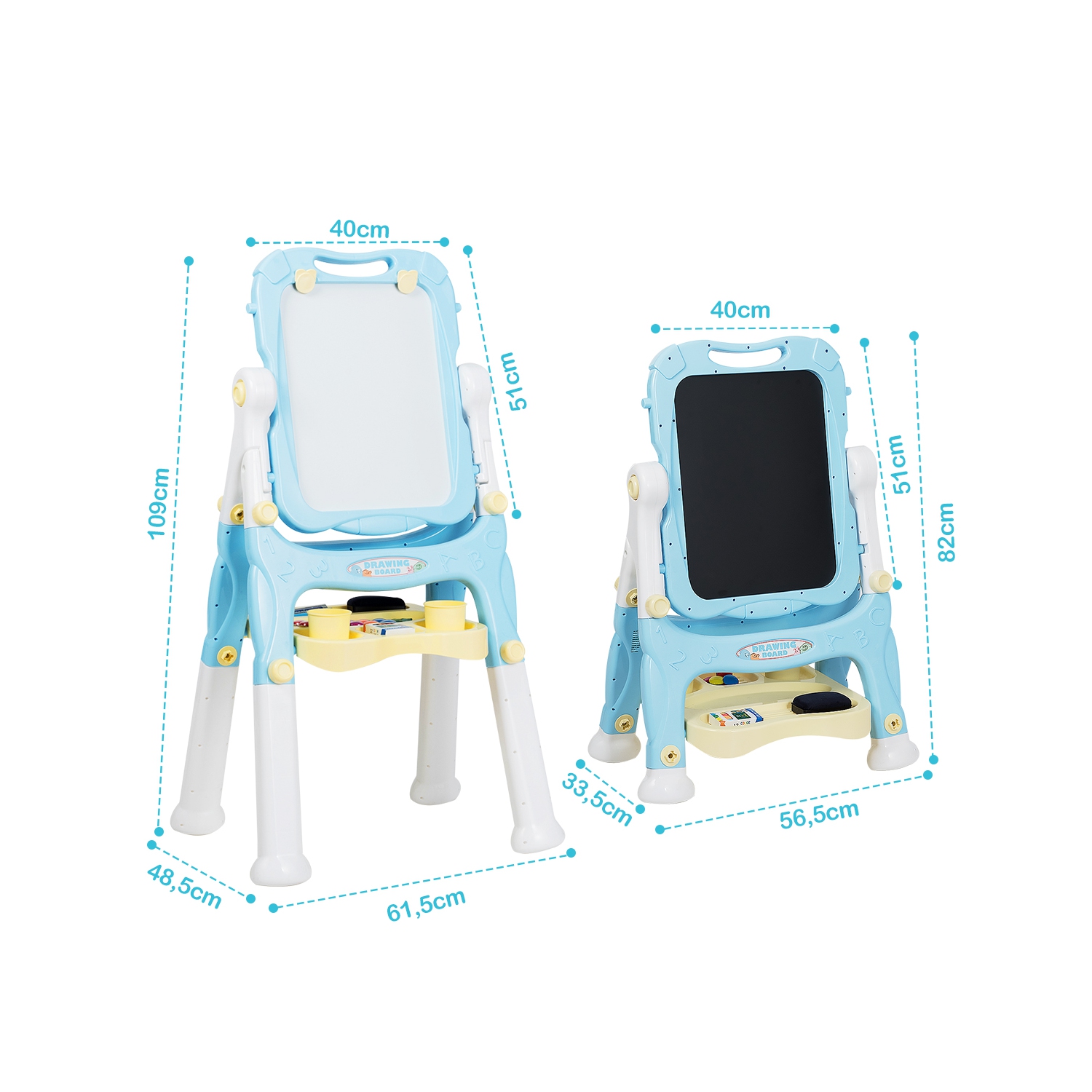 Chevalet à deux côtés à hauteur réglable de TopBuy pour les enfants en bleu