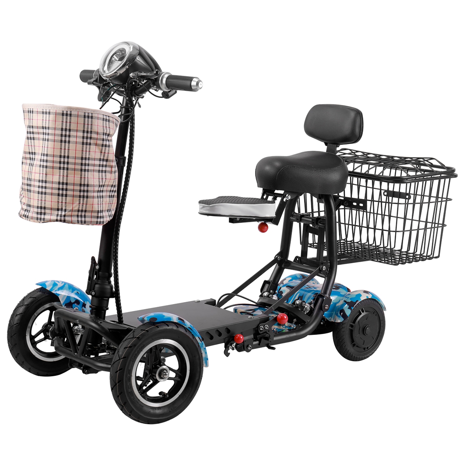 Lightweight Portable Power Scooter for Seniors and Adults, All Surfaces Long Range Up to 12 Miles / 20 km - Blue Camouflage Color