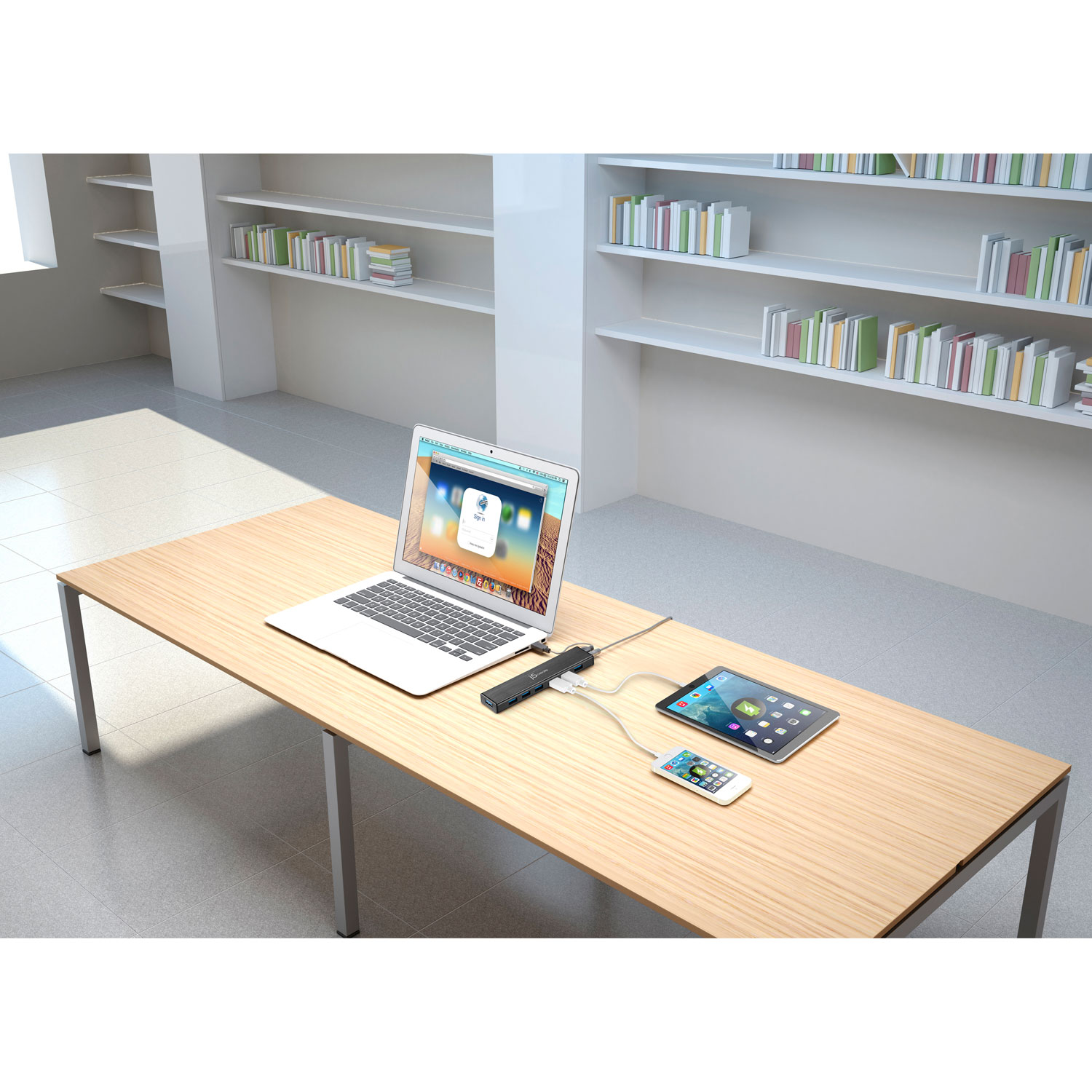 Concentrateur à 7 ports USB 3.0 dej5create - Noir