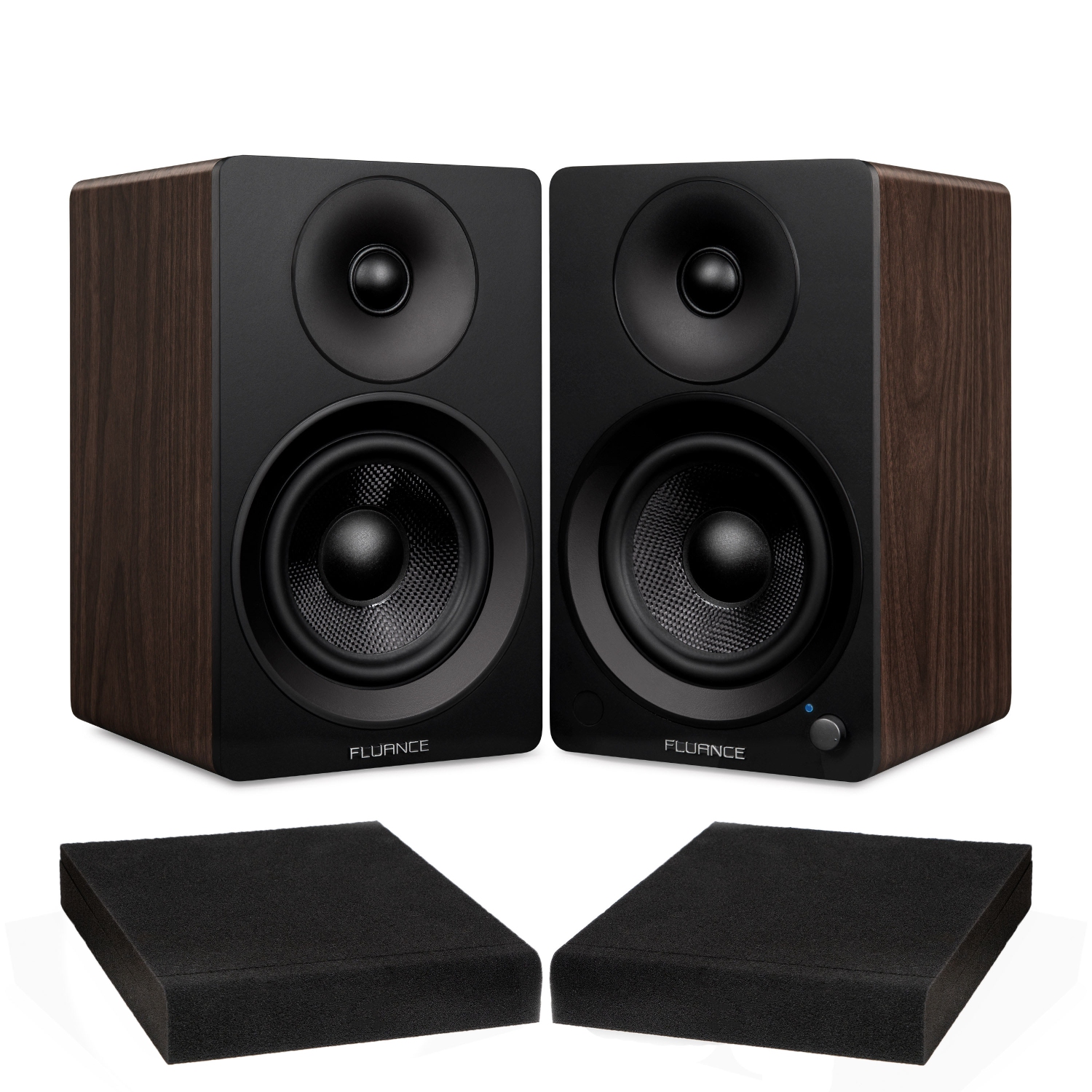 Fluance Ai41 Powered 2.0 Stereo Bookshelf Speakers with 5" Drivers, 90W Amplifier, and High Density Foam Isolation Pads