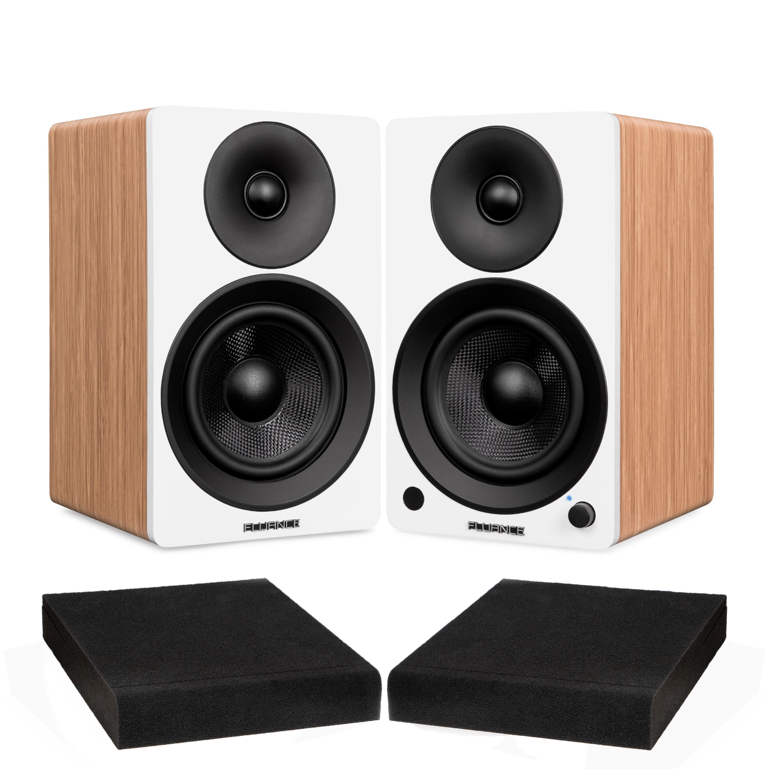 Fluance Ai41 Powered 2.0 Stereo Bookshelf Speakers with 5" Drivers, 90W Amplifier, and High Density Foam Isolation Pads
