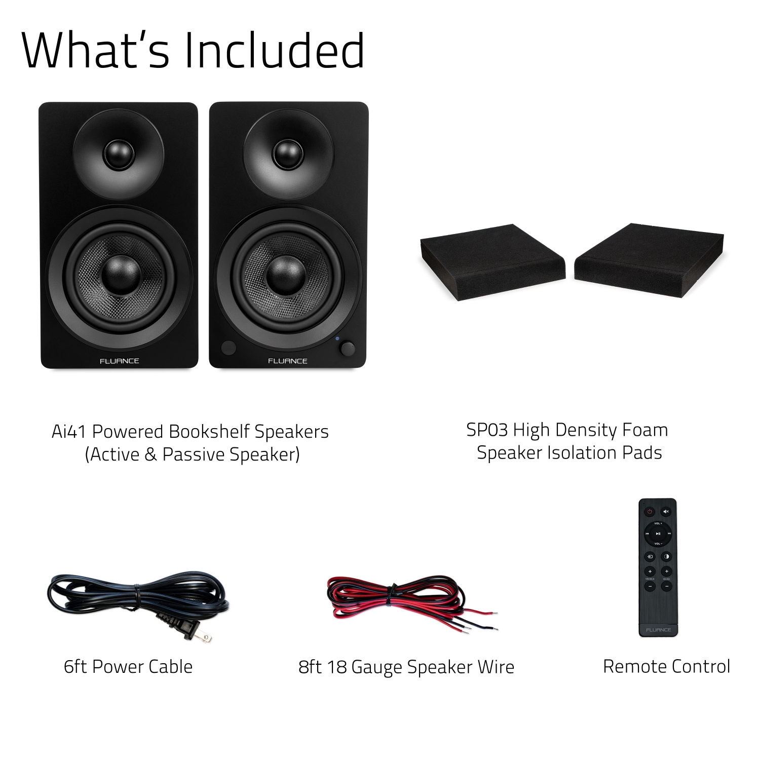 Fluance Ai41 Powered 2.0 Stereo Bookshelf Speakers with 5" Drivers, 90W Amplifier, and High Density Foam Isolation Pads