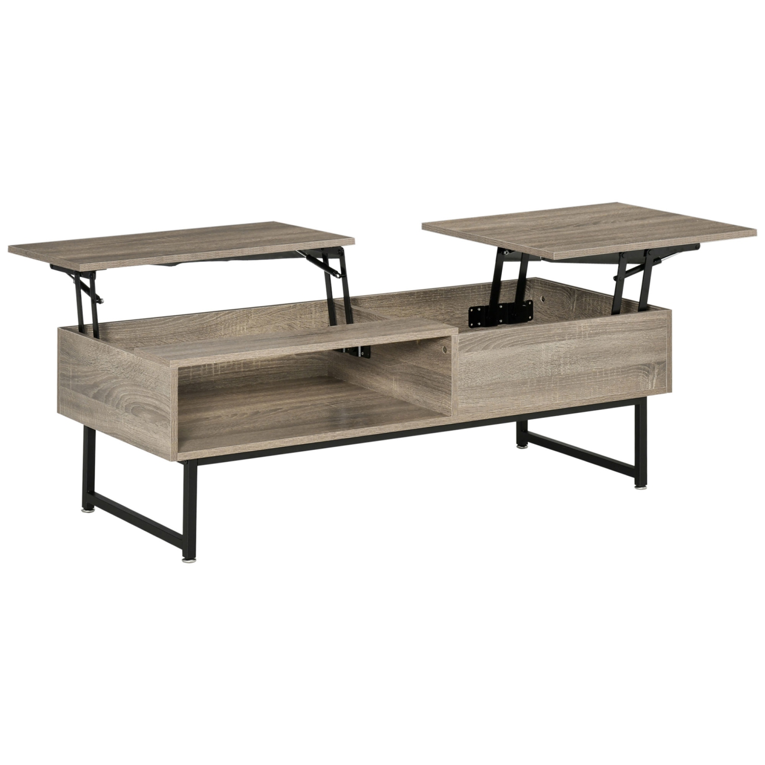 HOMCOM Modern Lift Top Coffee Table with Hidden Storage Compartment and Metal Frame, Center Table for Living Room, Grey