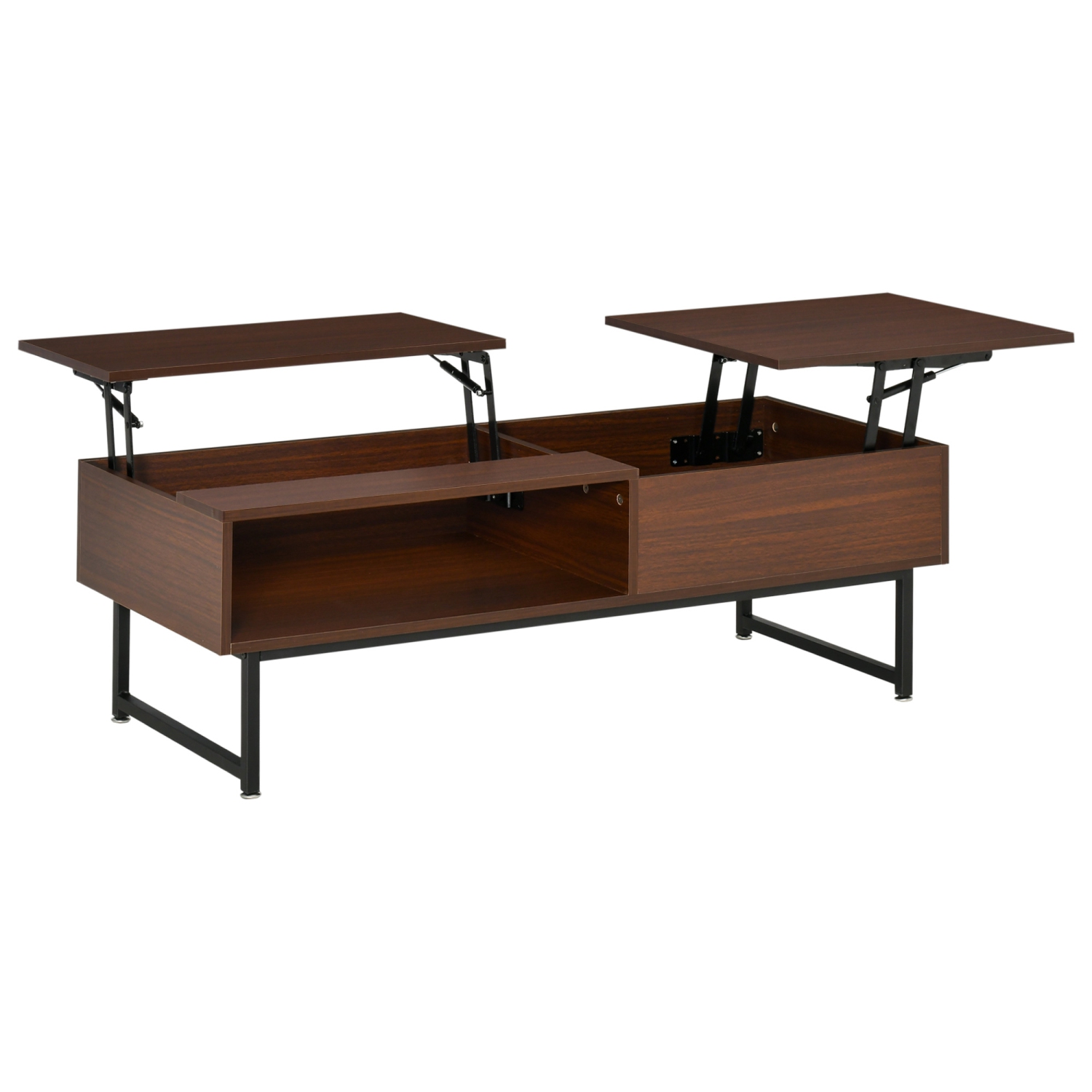 HOMCOM Modern Lift Top Coffee Table with Hidden Storage Compartment and Metal Frame, Center Table for Living Room, Brown