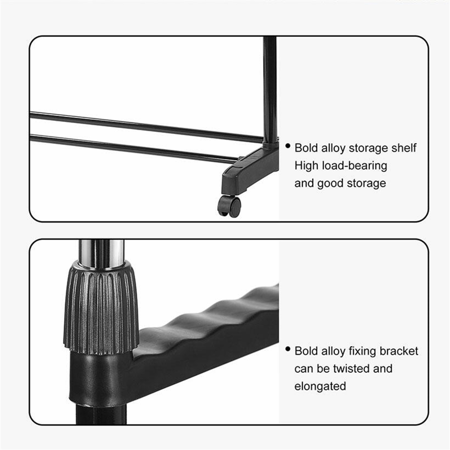 Double Rod Adjustable Garment Rack, Metal Rolling Clothing Clothes Rack for Hanging Clothes