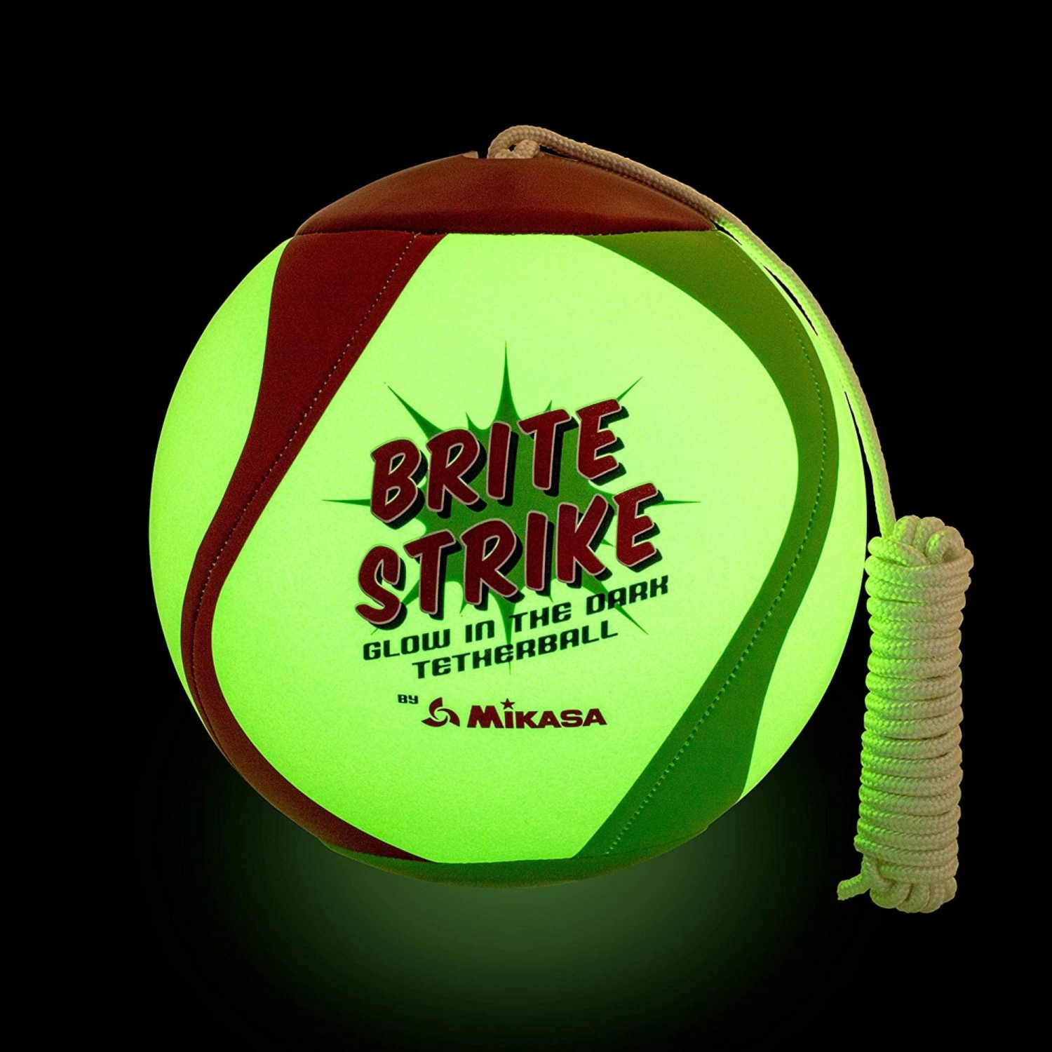 Mikasa T8000G Brite Strike Tetherball - Glow-in-the-Dark Outdoor Ball, Official Size
