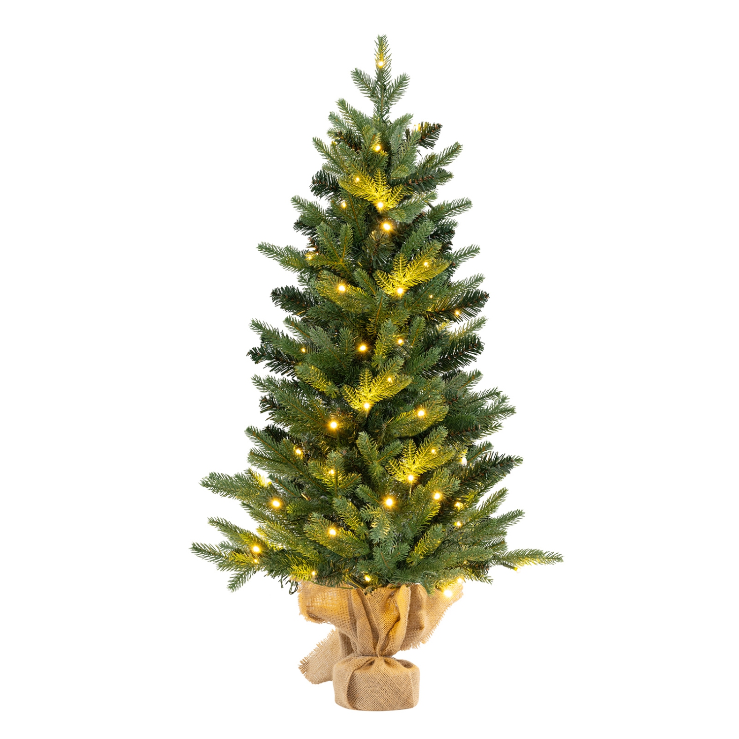 Topbuy 3 FT Pre-lit Artificial Entrance Christmas Tree Small Tabletop Xmas Fir Tree Warm White LED Lights Seasonal Decoration Tree