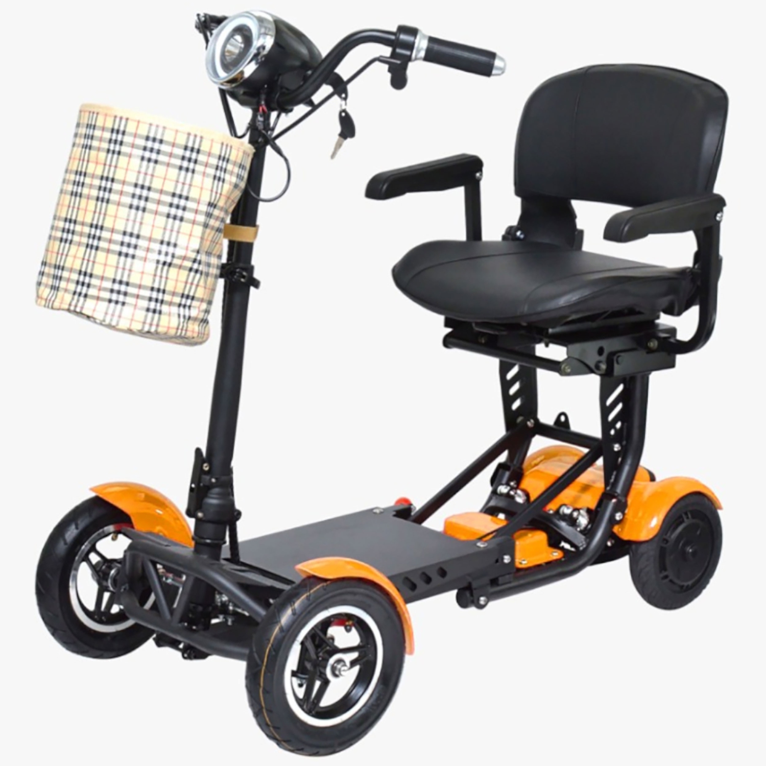 Lightweight Heavy Duty Electric Mobility Scooter, Wide Premium Seat and Adjustable Handlebar, Up to 12 Miles - Gold Color