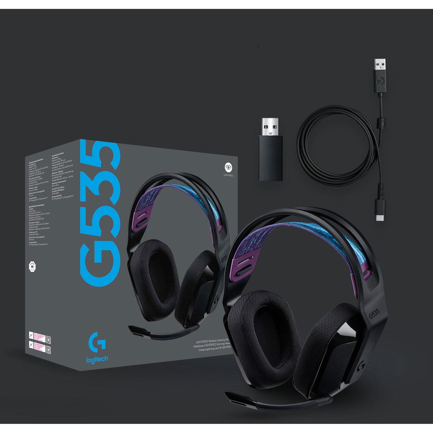 Logitech G535 LIGHTSPEED Wireless Gaming Headset - Black