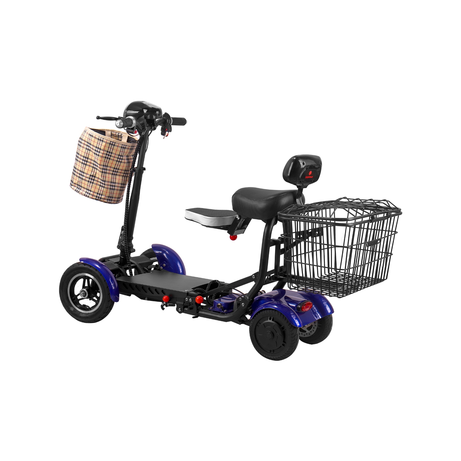 Trottinette pliable légère, compacte et robuste pour les voyages, 4 roues jusqu'à 12 milles - Bleu