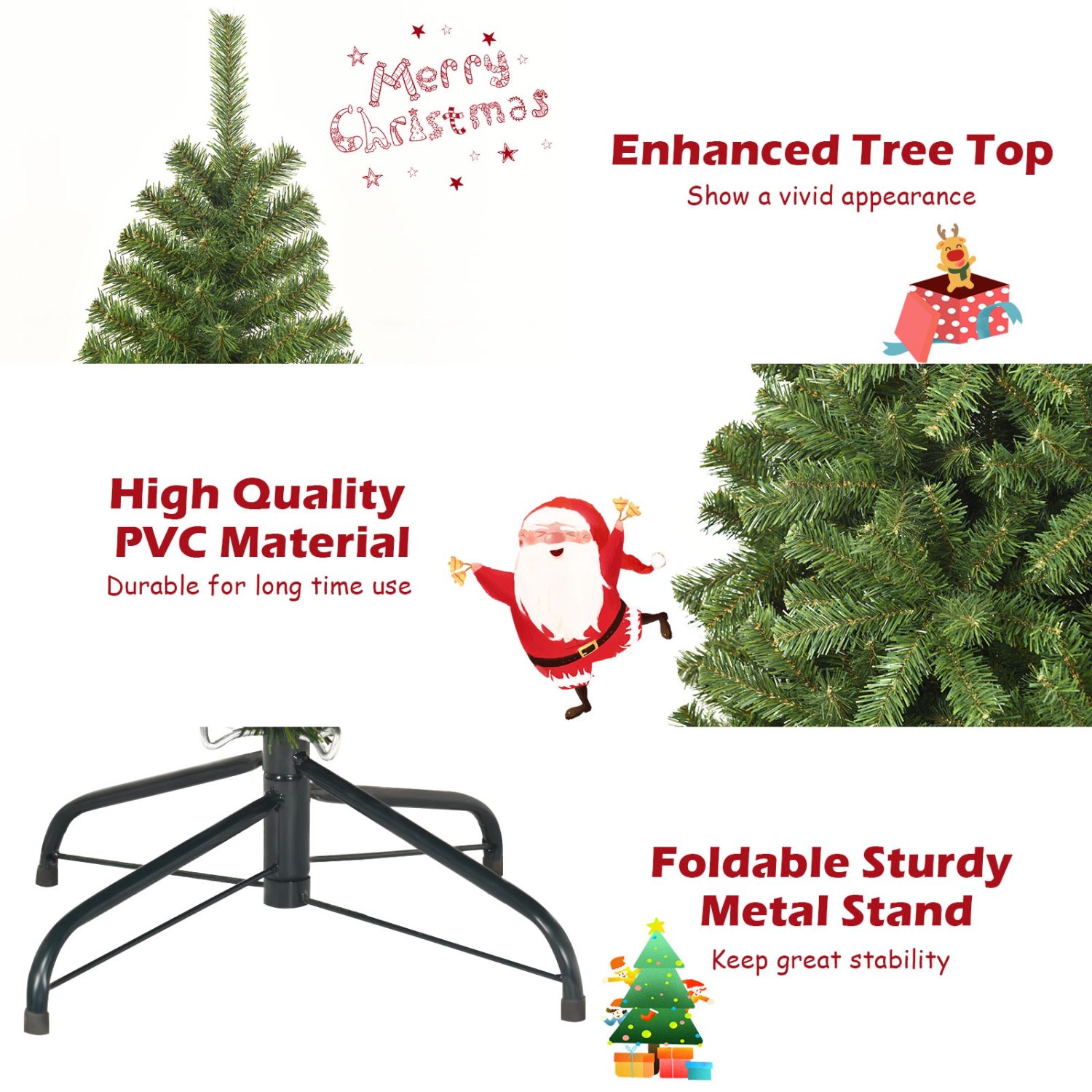 Topbuy 9Ft Artificial Christmas Tree PVC Hinged Spruce Xmas Tree W/ 2094 Branch Tips