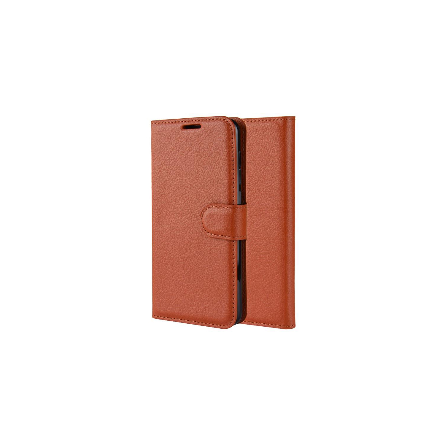 PANDACO Brown Leather Wallet Case for iPhone 13 Mini