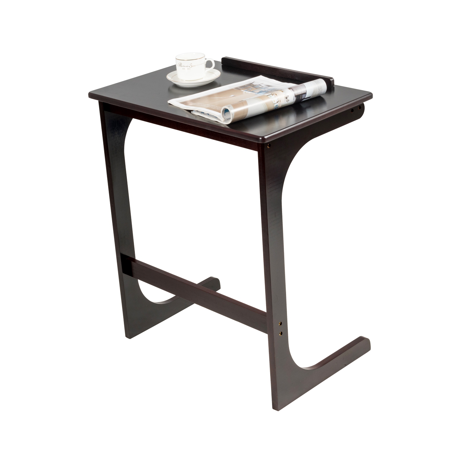 TopBuy – Plateau d’appoint en bambou ajustable à 7 angles avec table d’appoint Table d’appoint portative en C pour la chambre du salon