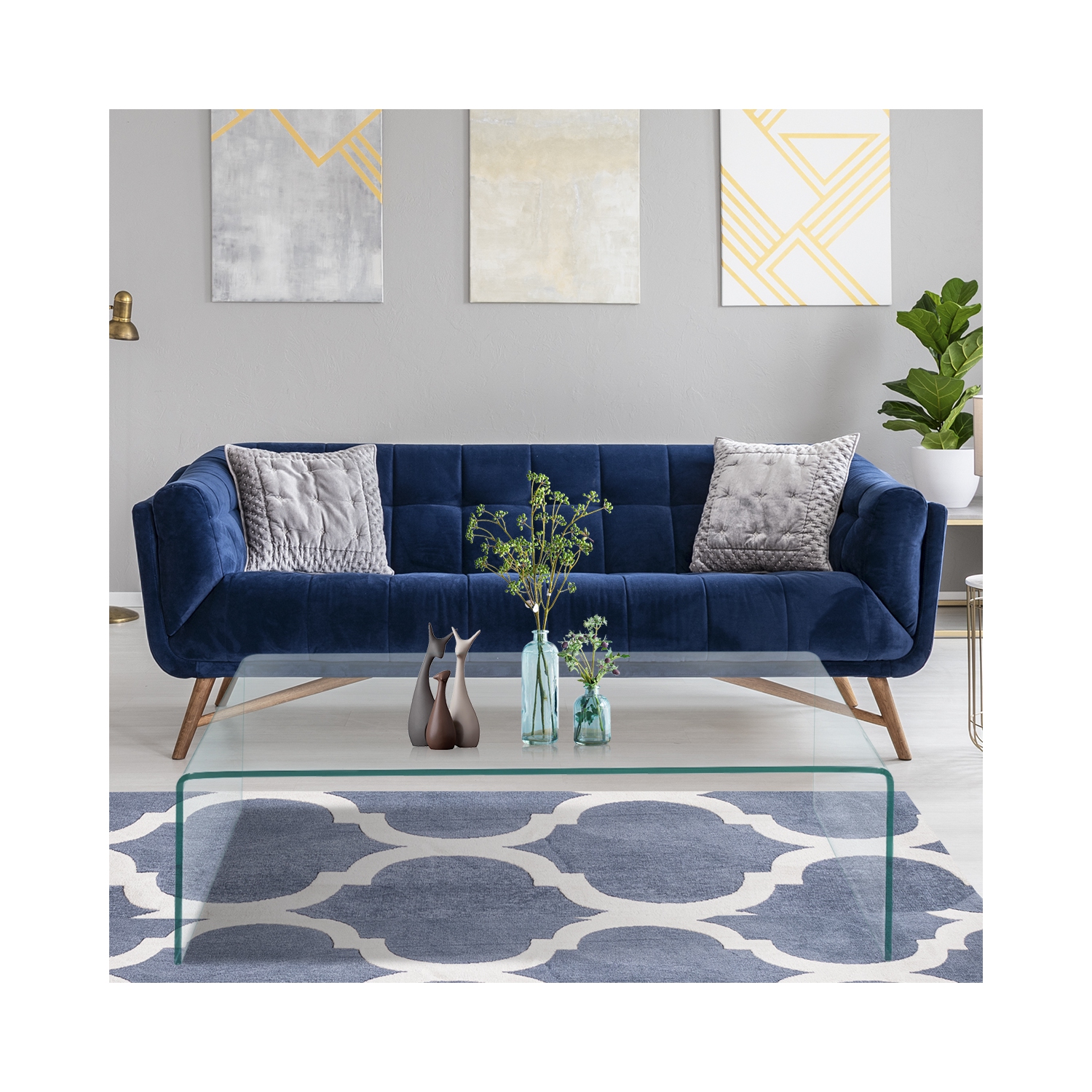 Table basse d’appoint avec table basse en verre trempé de TopBuy Meubles de salon