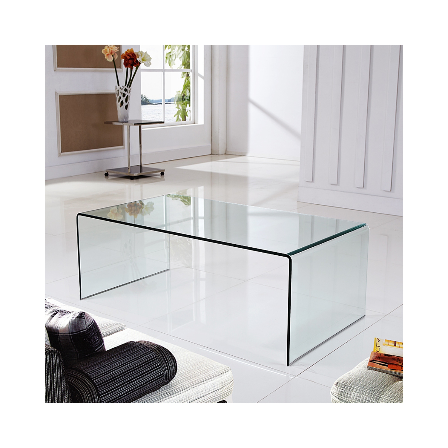 Table basse d’appoint avec table basse en verre trempé de TopBuy Meubles de salon