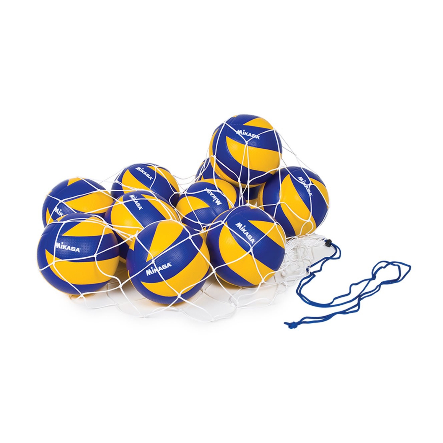 Mikasa MBB Sac En Filet Pour 16 Balles - Sac en Polyester Pour Équipements de Sport, Blanc et Bleu