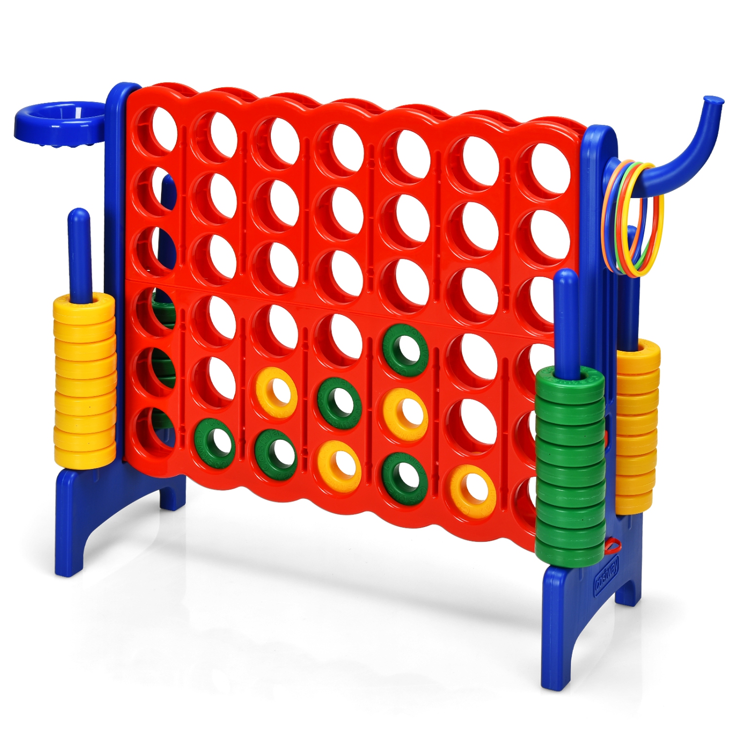 Topbuy 4-to-Score Giant Game Set for Kids Educational Toys with Ring Game and Basketball Hoop Indoor Outdoor