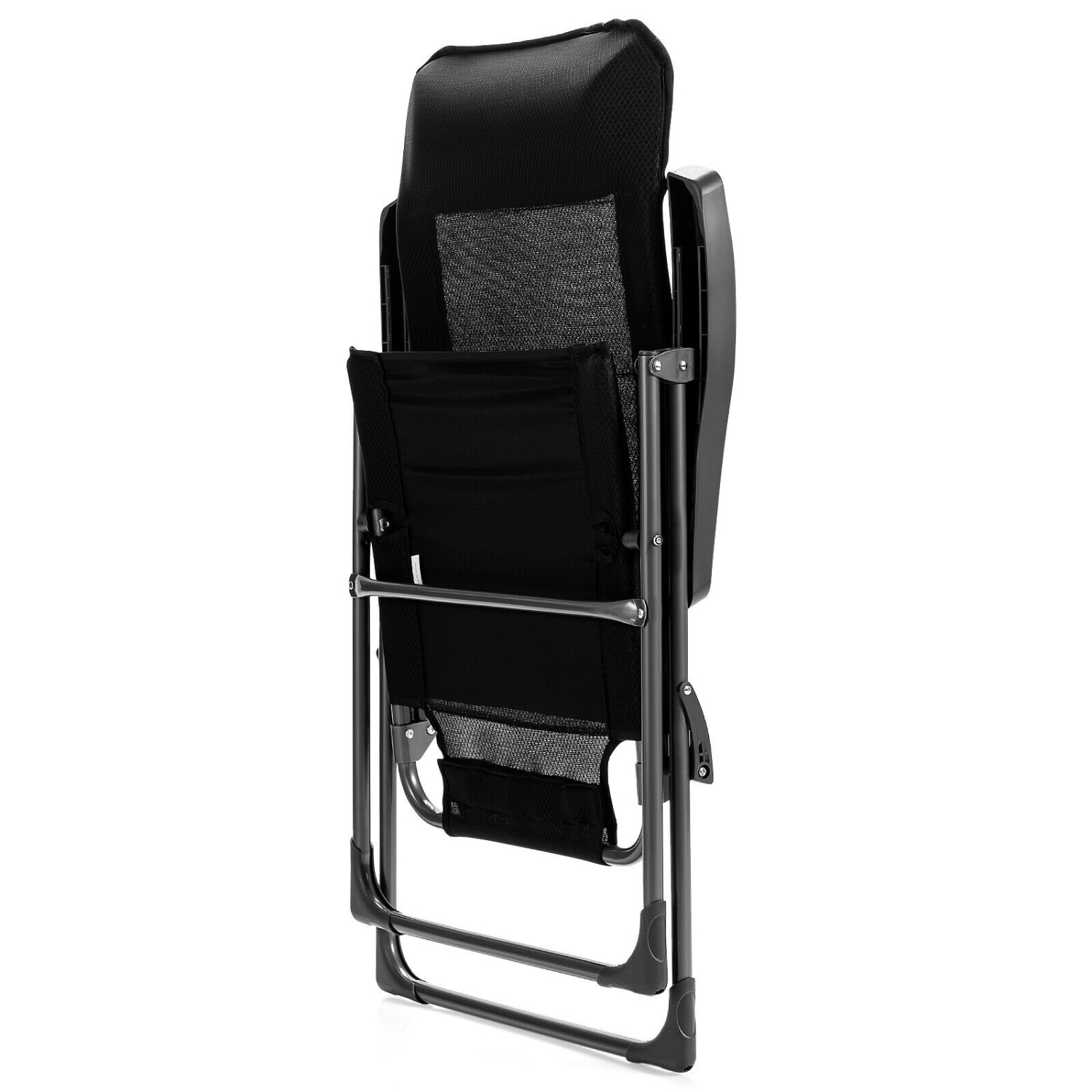 Patiojoy 4PCS Outdoor Patio Folding Dining Chairs with Reclining Backrest and Headrest Black