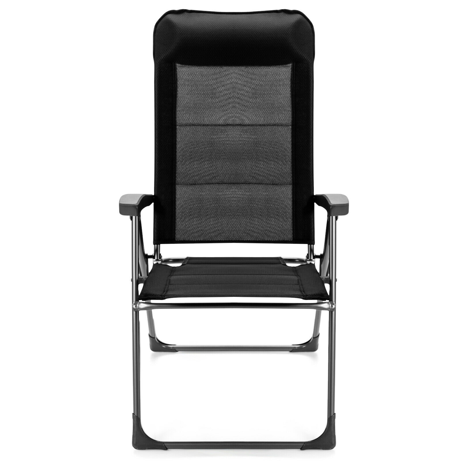 Patiojoy 4PCS Outdoor Patio Folding Dining Chairs with Reclining Backrest and Headrest Black