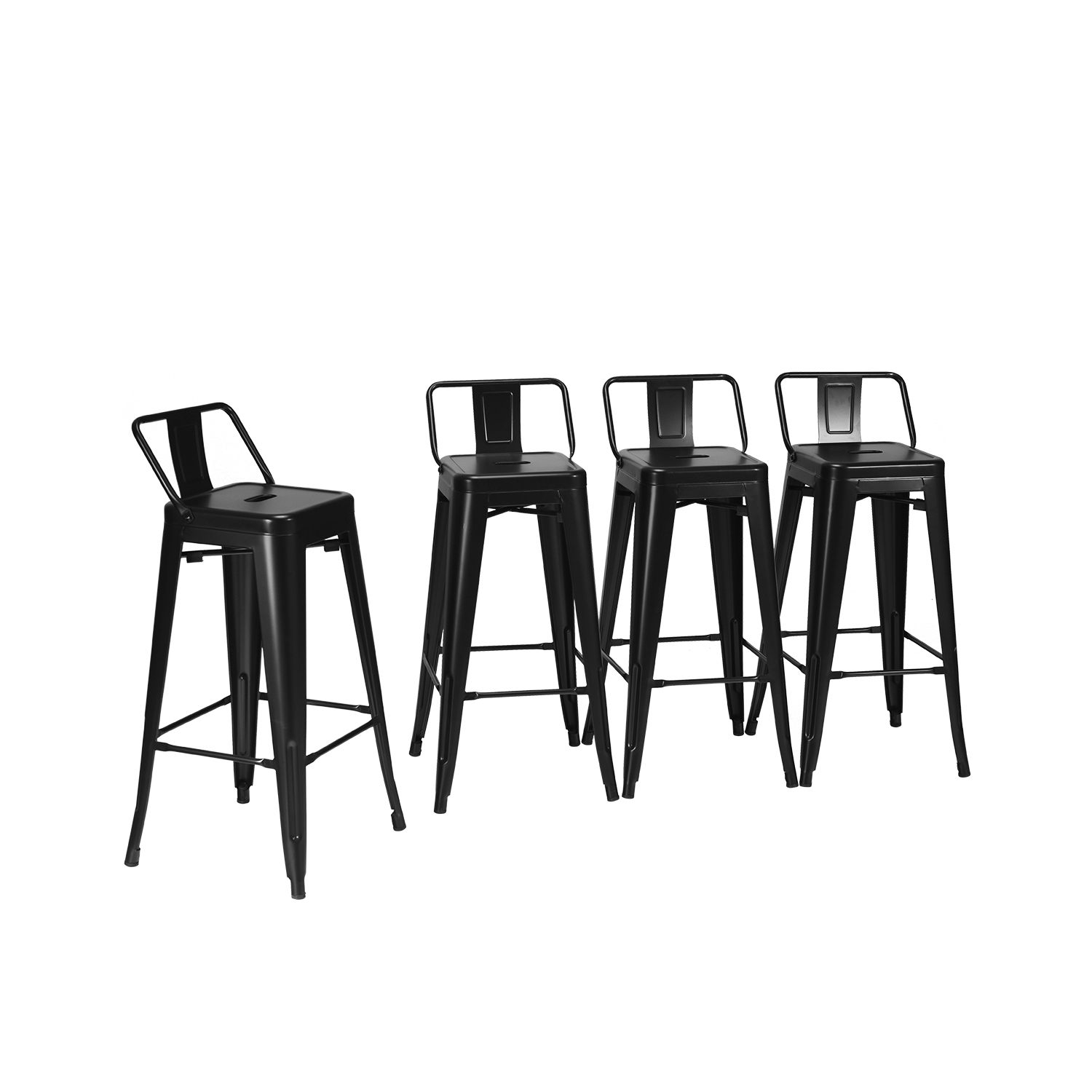 Topbuy Set of 4 Metal Bar Stools 30" Industrial Height Chair Low Back Black/Gun